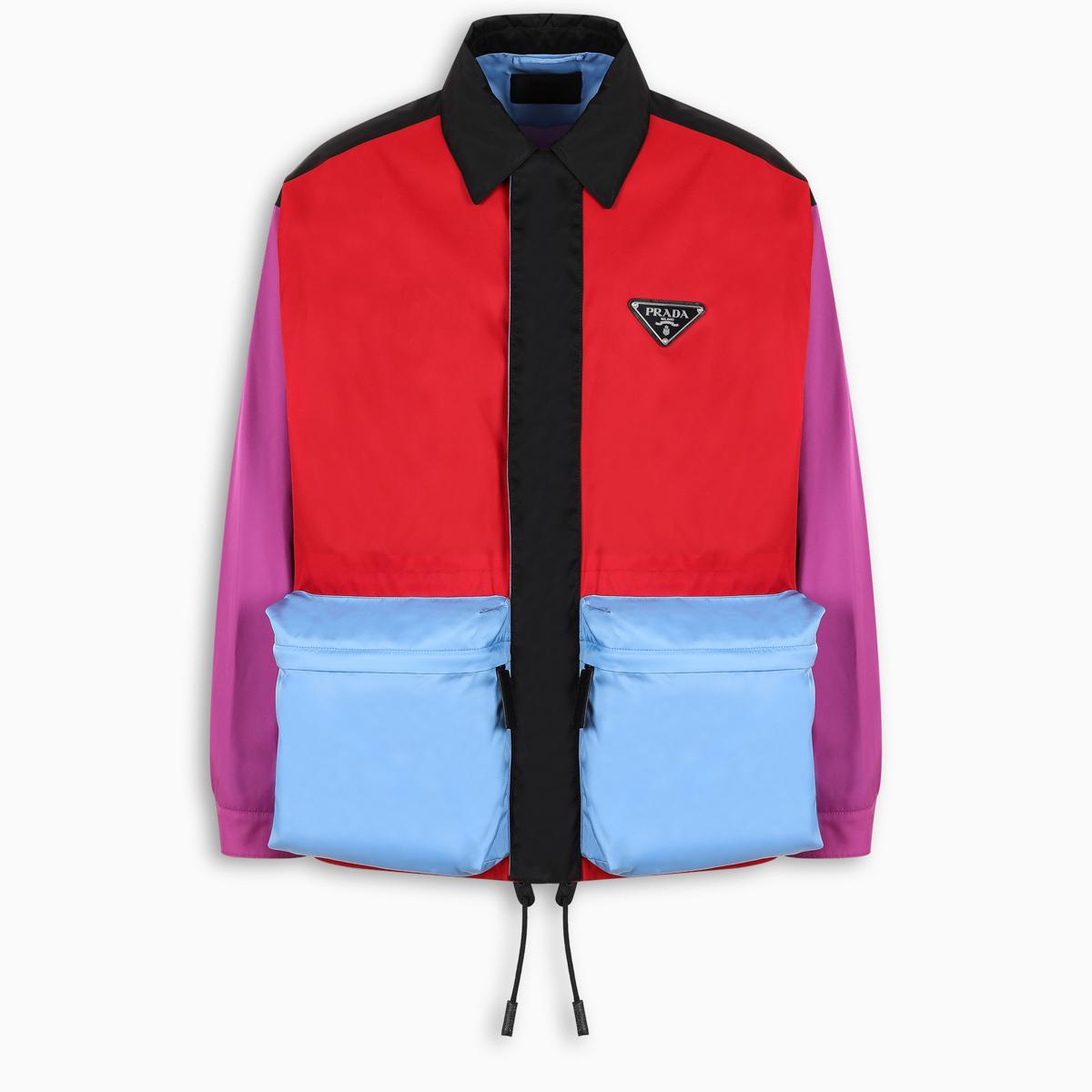 Prada Synthetic Colour-block Cargo-pocket Nylon Jacket in Red for Men | Lyst