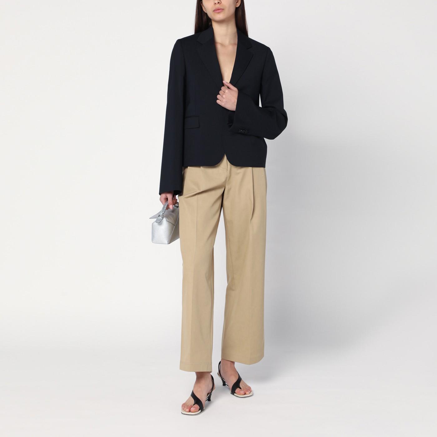 ジャケット Loewe Navy blue single-breasted jacket in wool Loewe Navy Single-breasted Jacket In Wool in Blue | Lyst