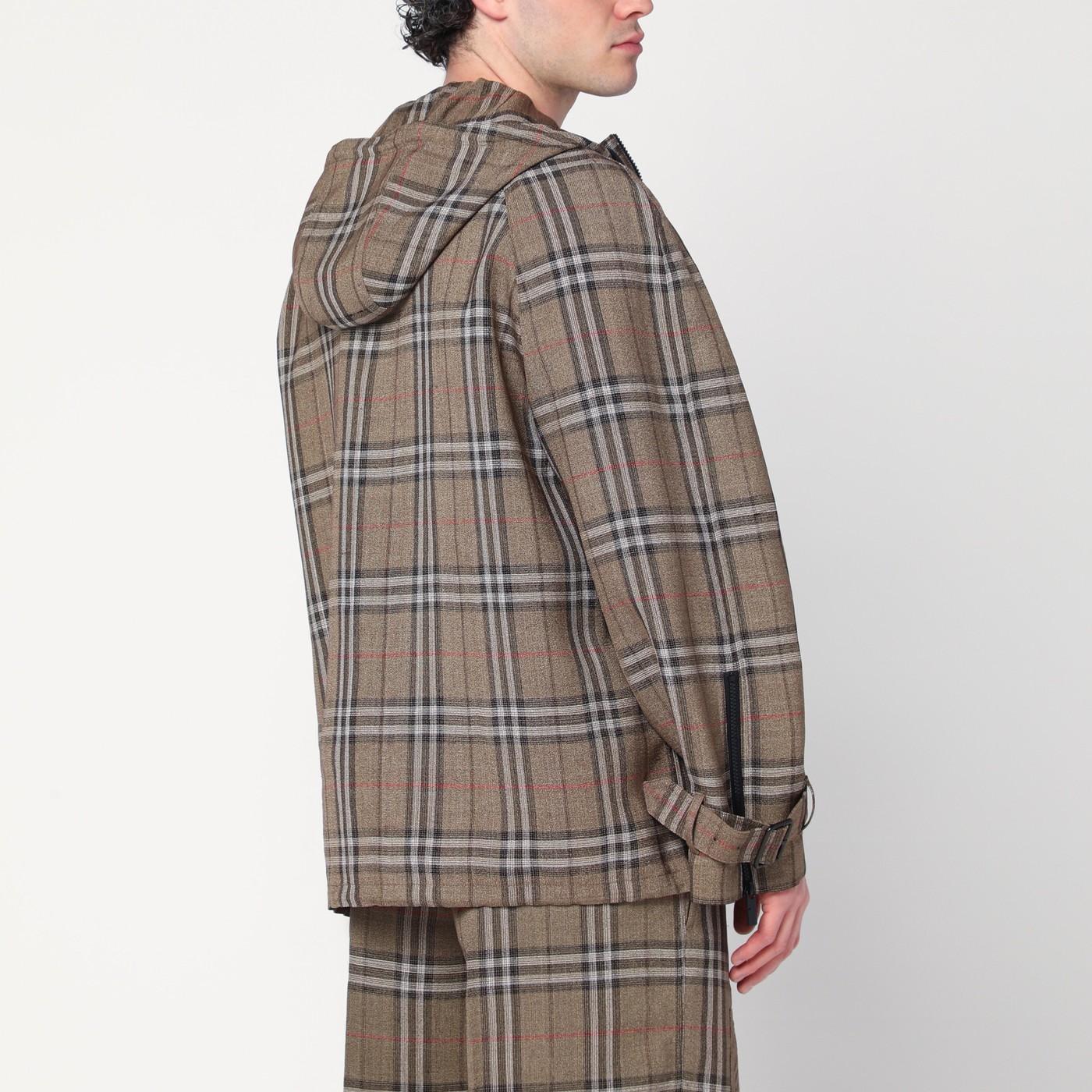 Burberry Half-zip Jacket With Check Pattern In Silk Blend in Brown