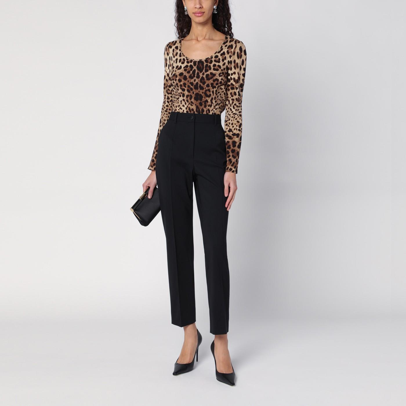 Dolce Gabbana Silk Blend Leopard T-shirt in Black Lyst UK