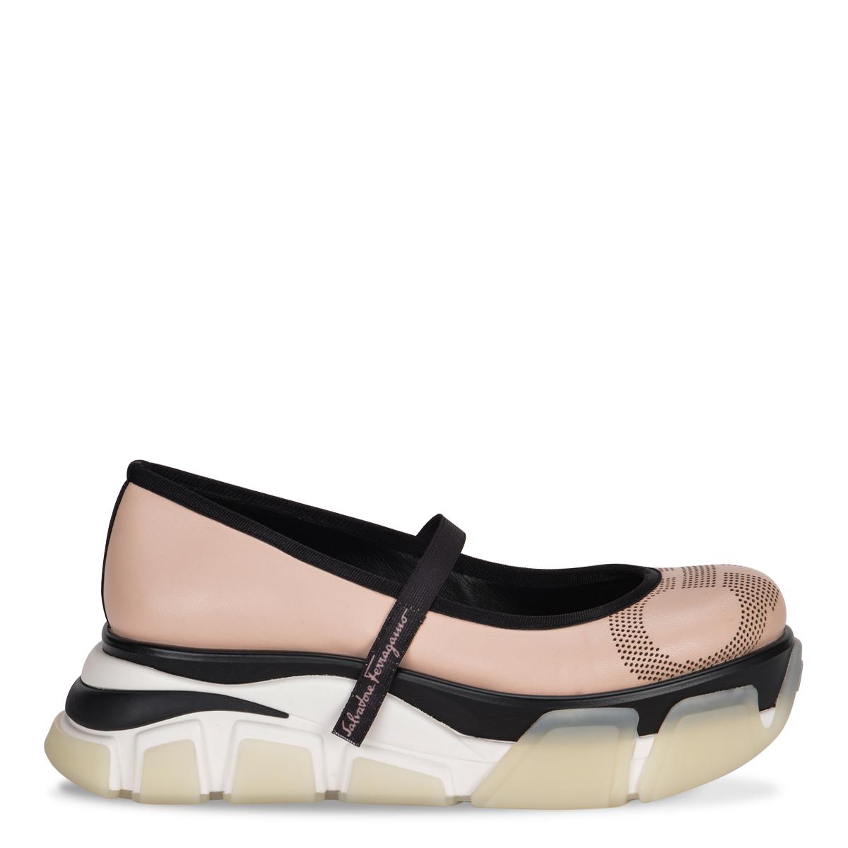 Ferragamo Leather Damskor Pink Ballerina Sneaker | Lyst