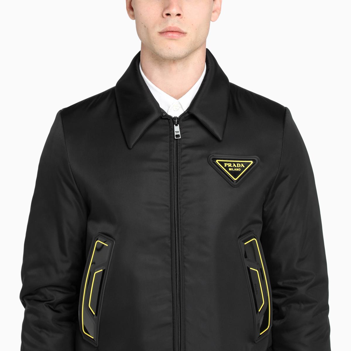Prada Synthetic /yellow Nylon Bomber Jacket in Black for Men | Lyst