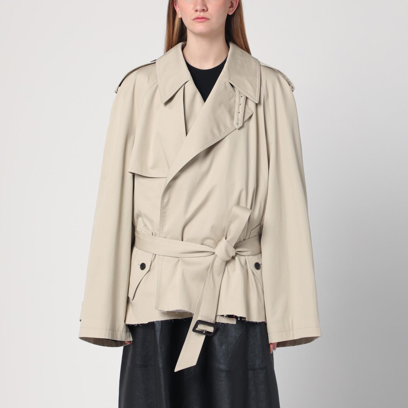 Balenciaga Cropped Trench Coat In Cotton Twill in Natural | Lyst