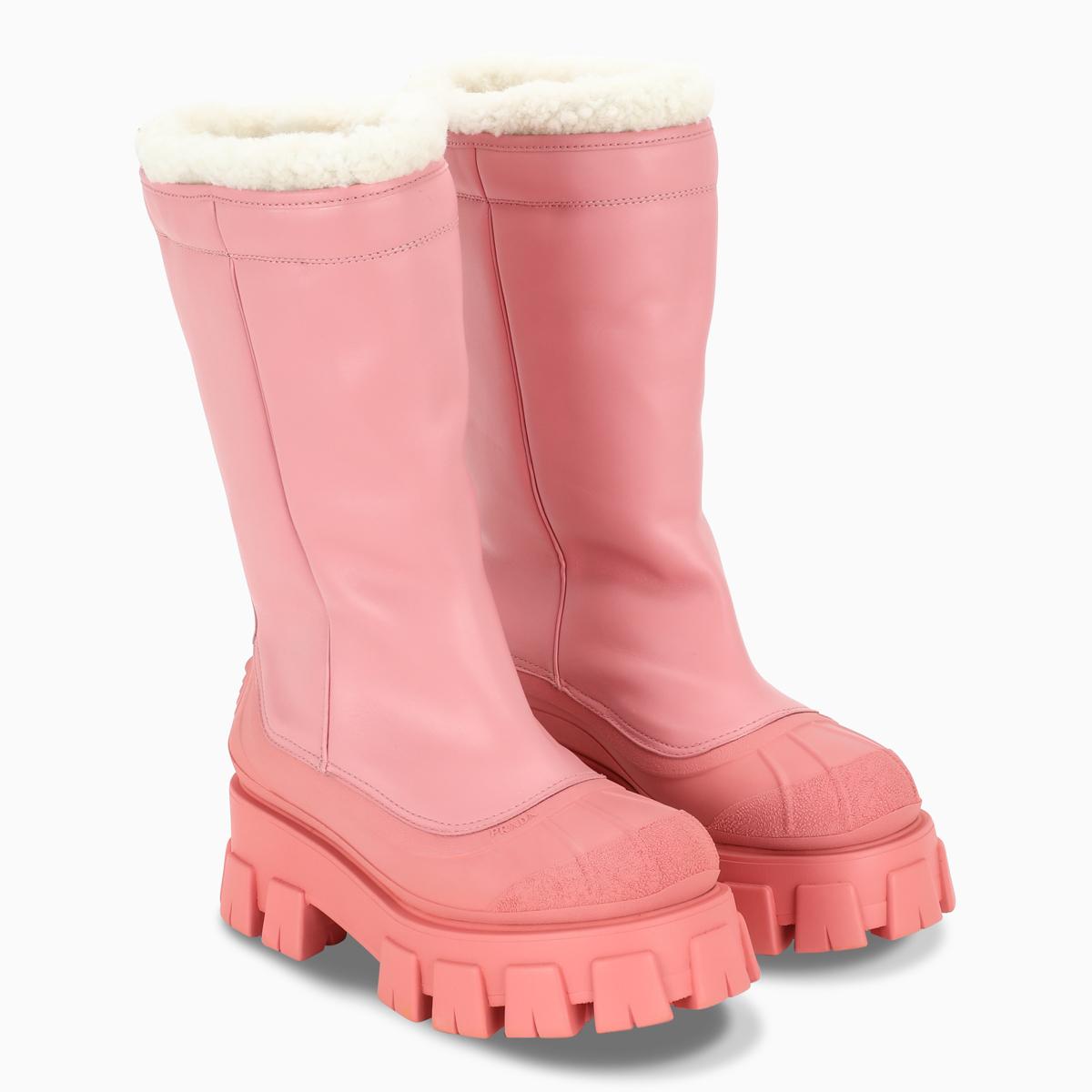 prada boots pink