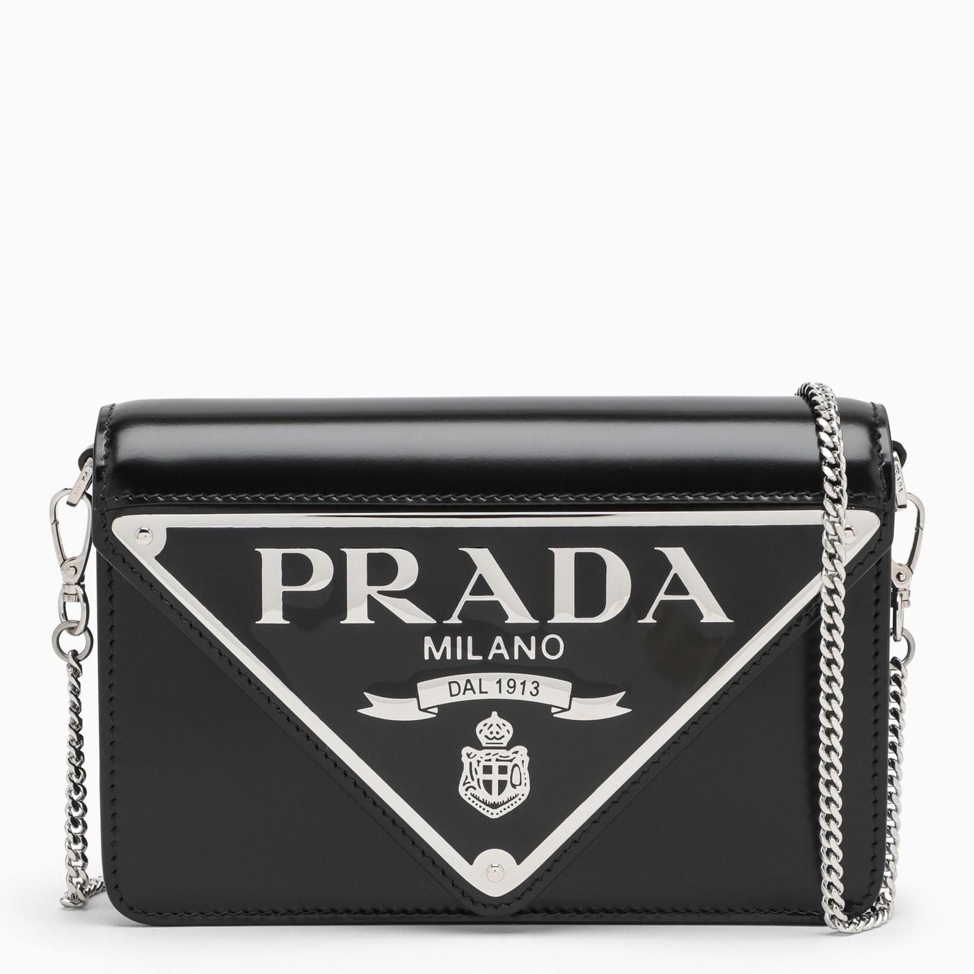 Prada Cleo Shoulder Bag Silver in Brushed Leather with Silver-tone