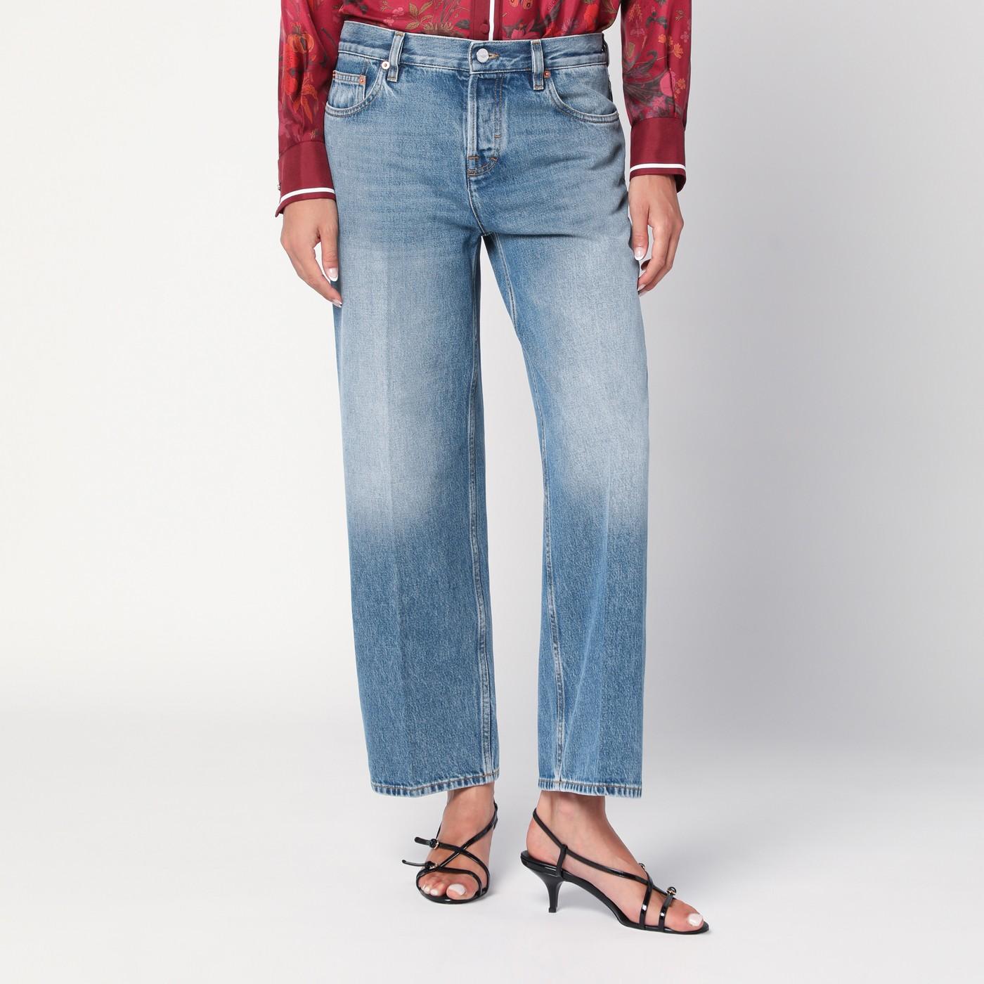 デニム・ジーパン GUCCI WIDE LIGHT BLUE JEANS WITH FADED EFFECT GUCCI Light blue jeans in faded denim | TheDoubleF