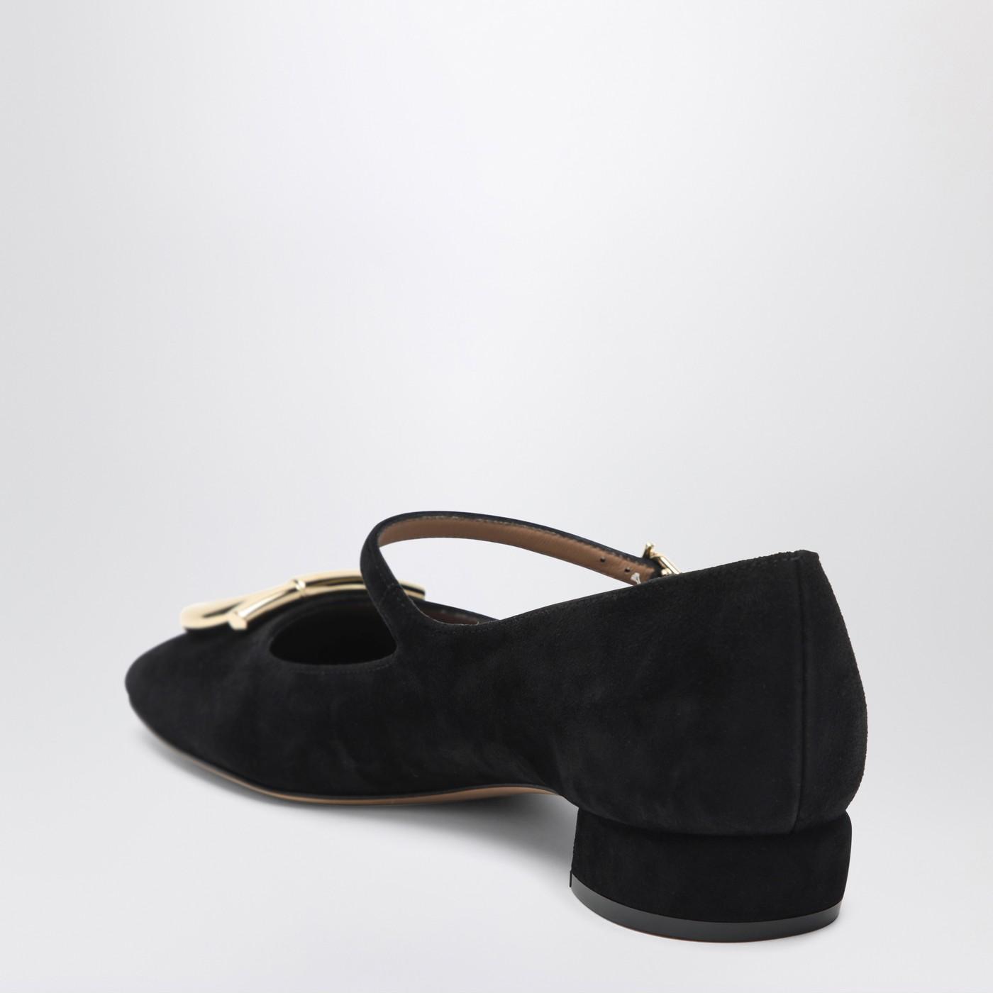 Ferragamo Gancini Heeled Ballerina in Black | Lyst