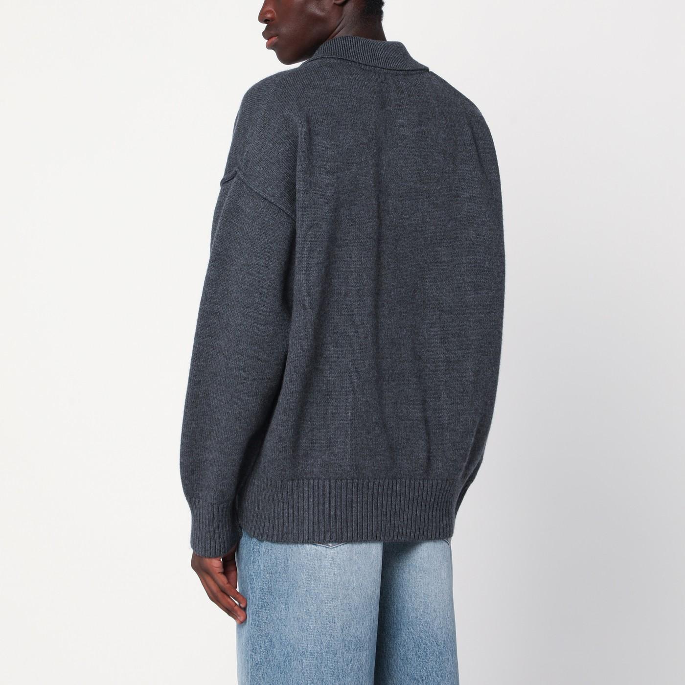 Ami Paris Polo-Style Ami De Coeur Sweater in Blue for Men | Lyst