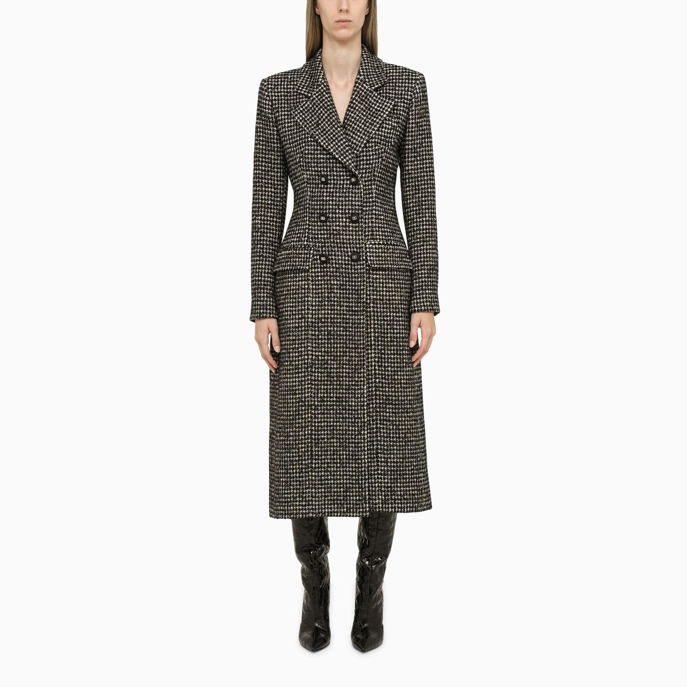 Dolce & Gabbana Double Breasted Black And White Houndstooth Coat in ...