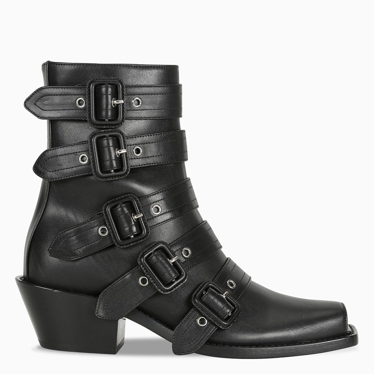 Burberry Leather Peep Toe Albertina Boots in Black - Lyst