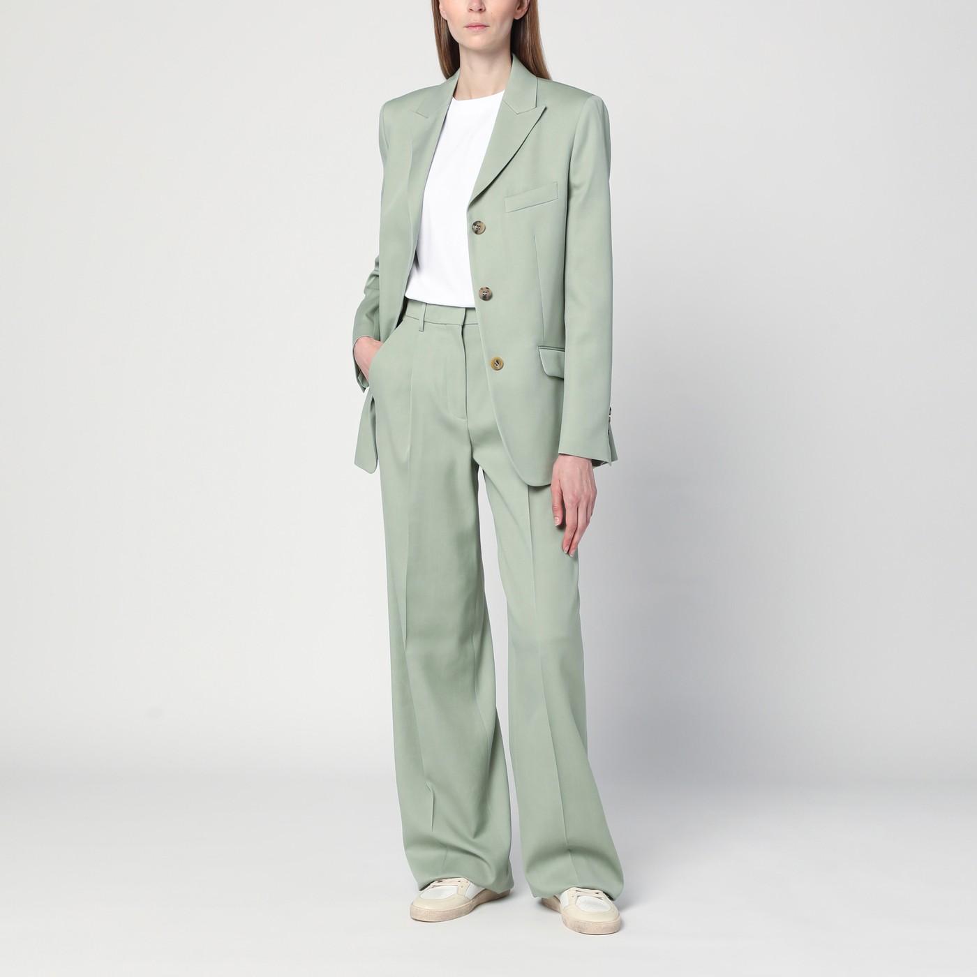 パンツ Golden  Wide-Leg Light Green Wool Trousers Golden Goose Wide-Leg Light Wool Trousers in Green | Lyst