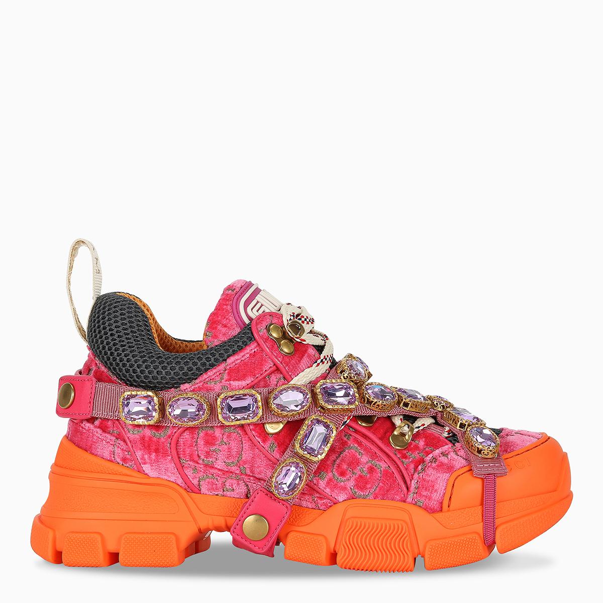 Gucci Velvet Flashtrek Sneaker in br.pi-be/lo/b.p/m.w (Pink) - Lyst