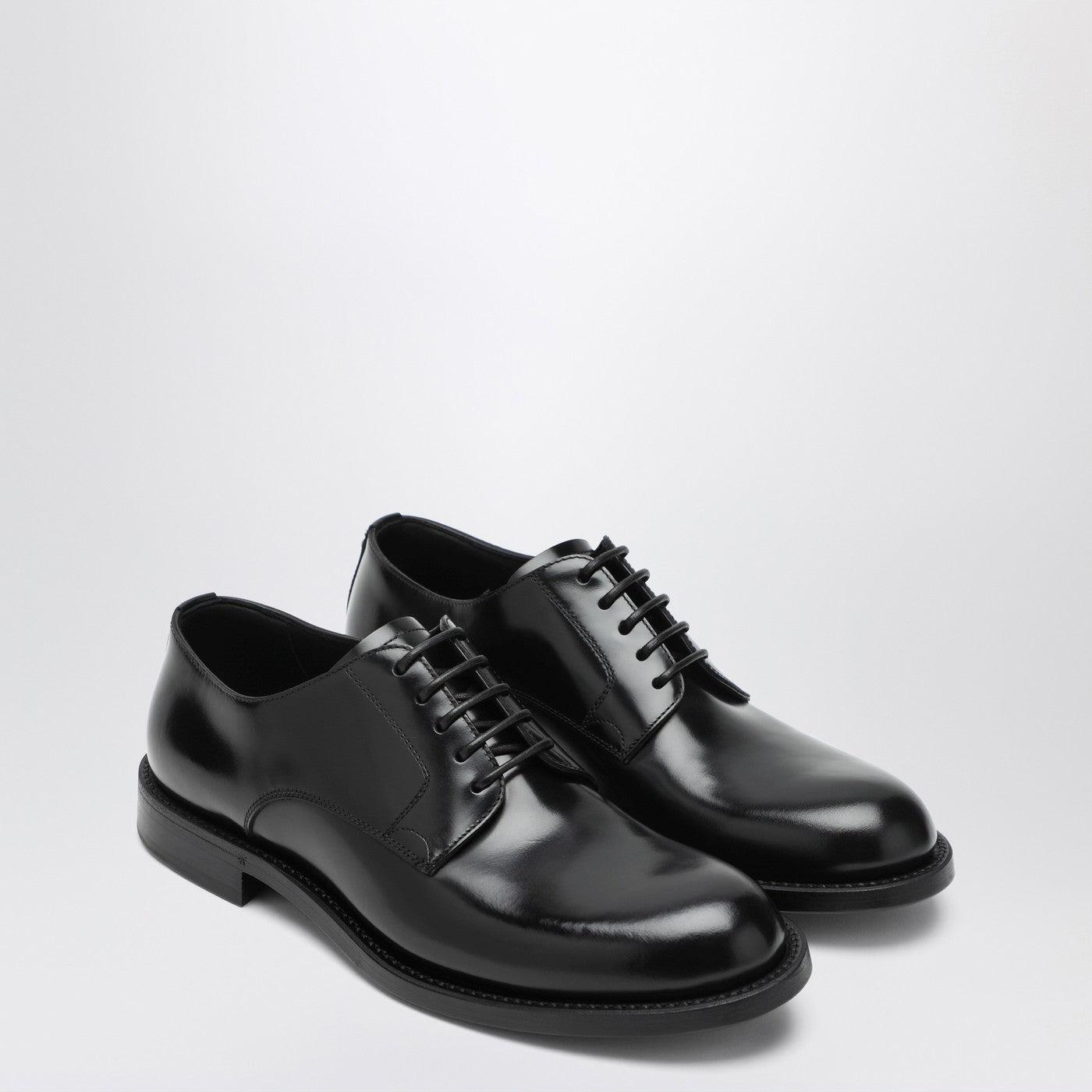 DOLCE & GABBANA glossy black leather square toed lace up derby dress shoes Dolce & Gabbana Black Calf Leather Derby Formal Dress Men main image 2