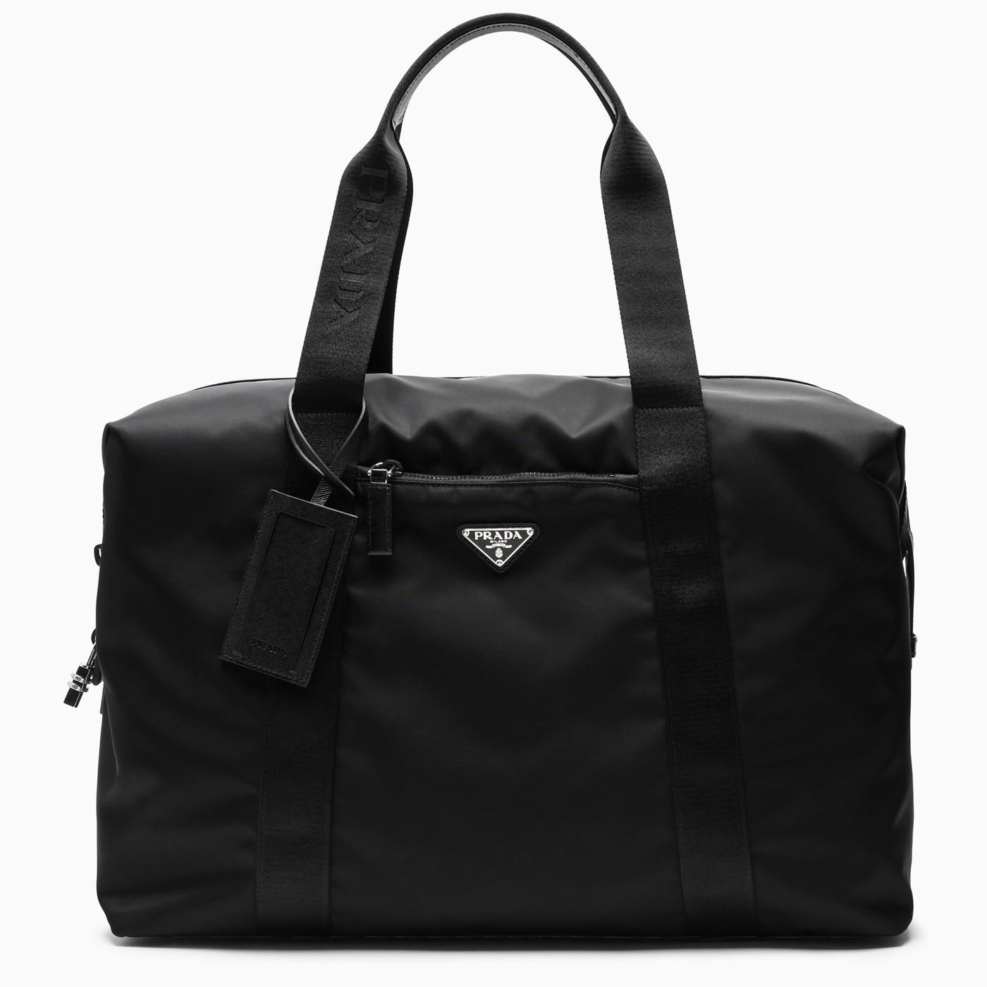 Prada Black Re-nylon And Saffiano Duffle Bag - Black for Men | Lyst