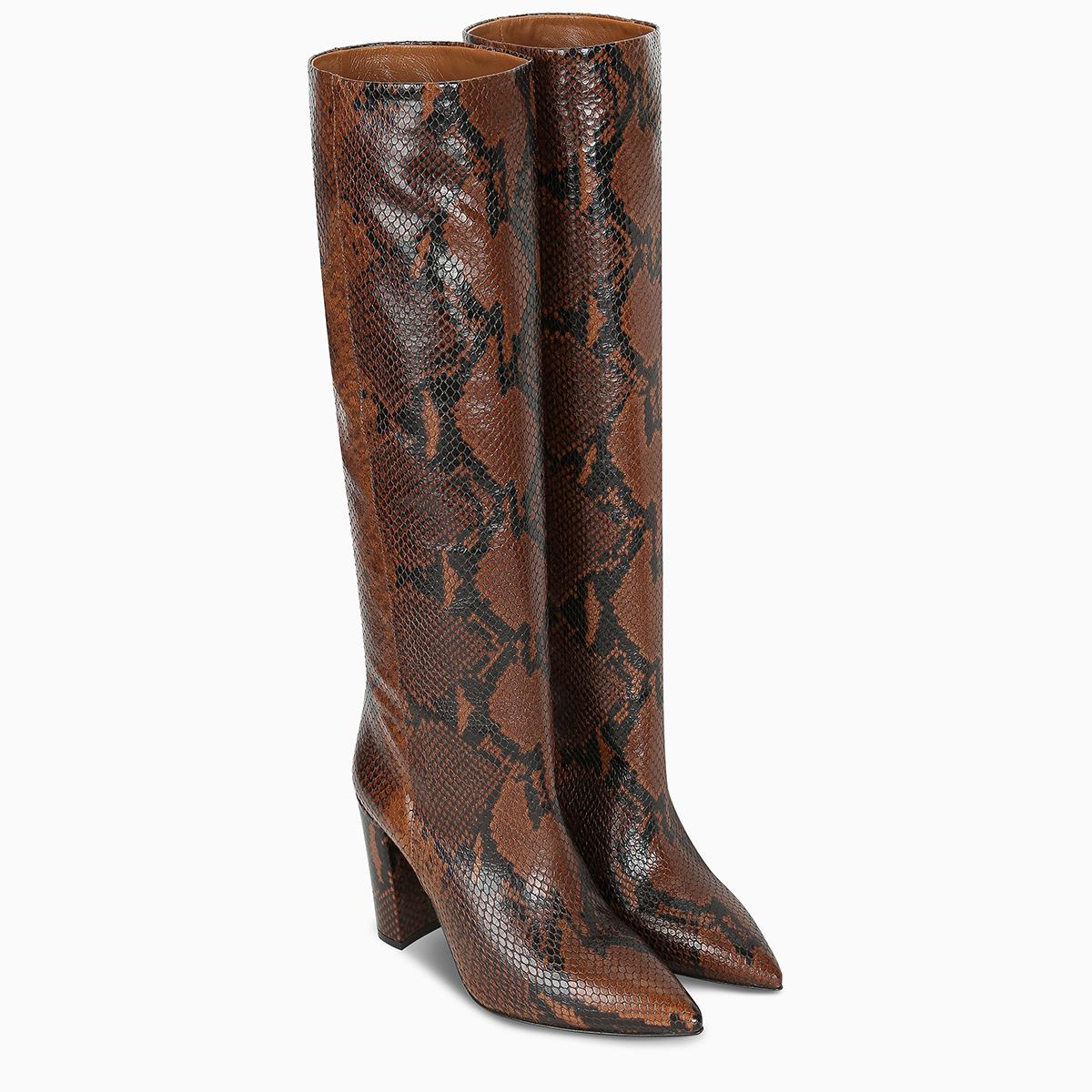 brown snake print booties