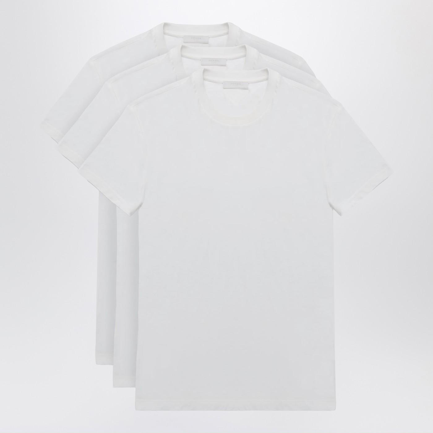 Prada Set Of Three Cotton T Shirts in White for Men Lyst UK