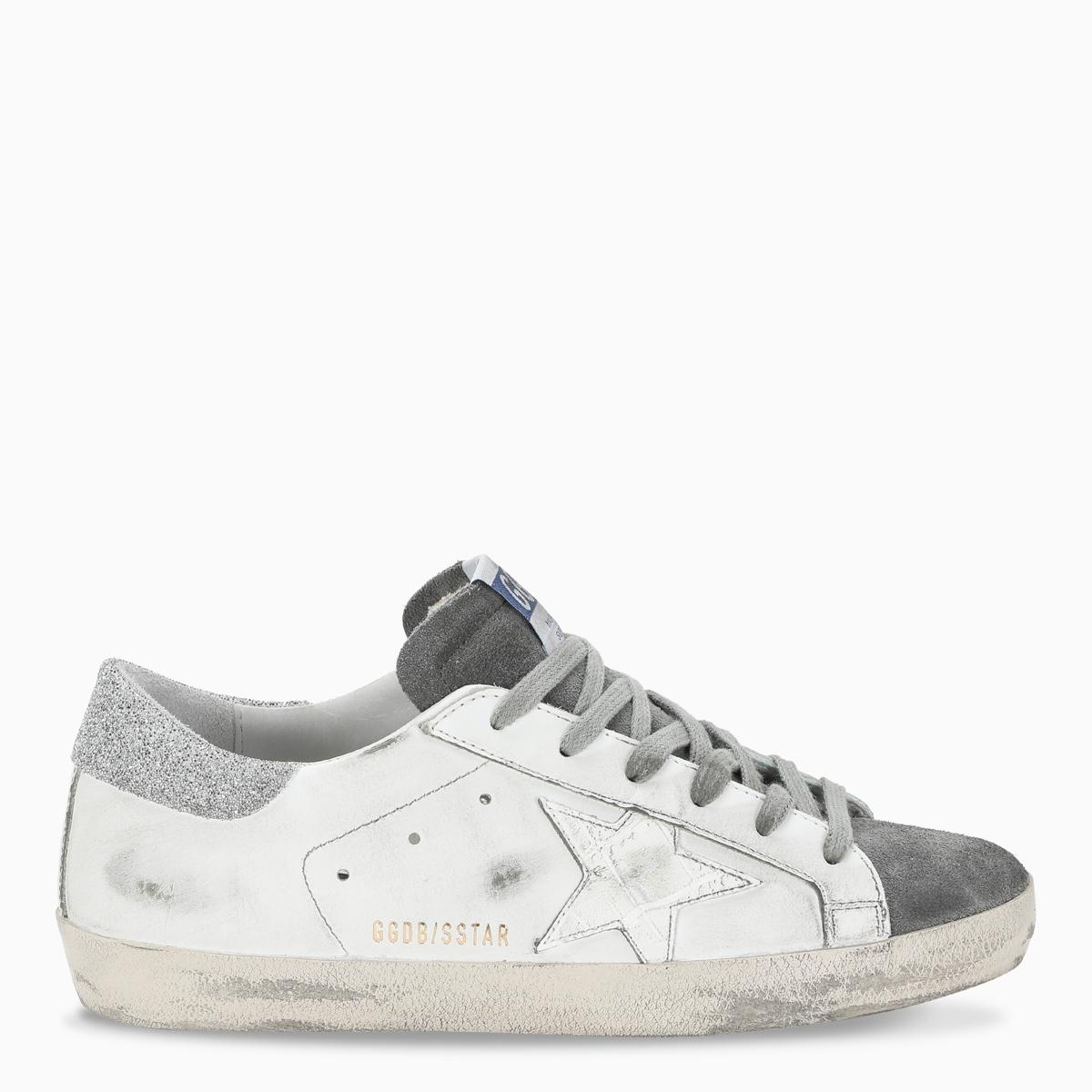 Golden Goose Deluxe Brand Goose Grey Glitter Superstar Sneakers in Dark
