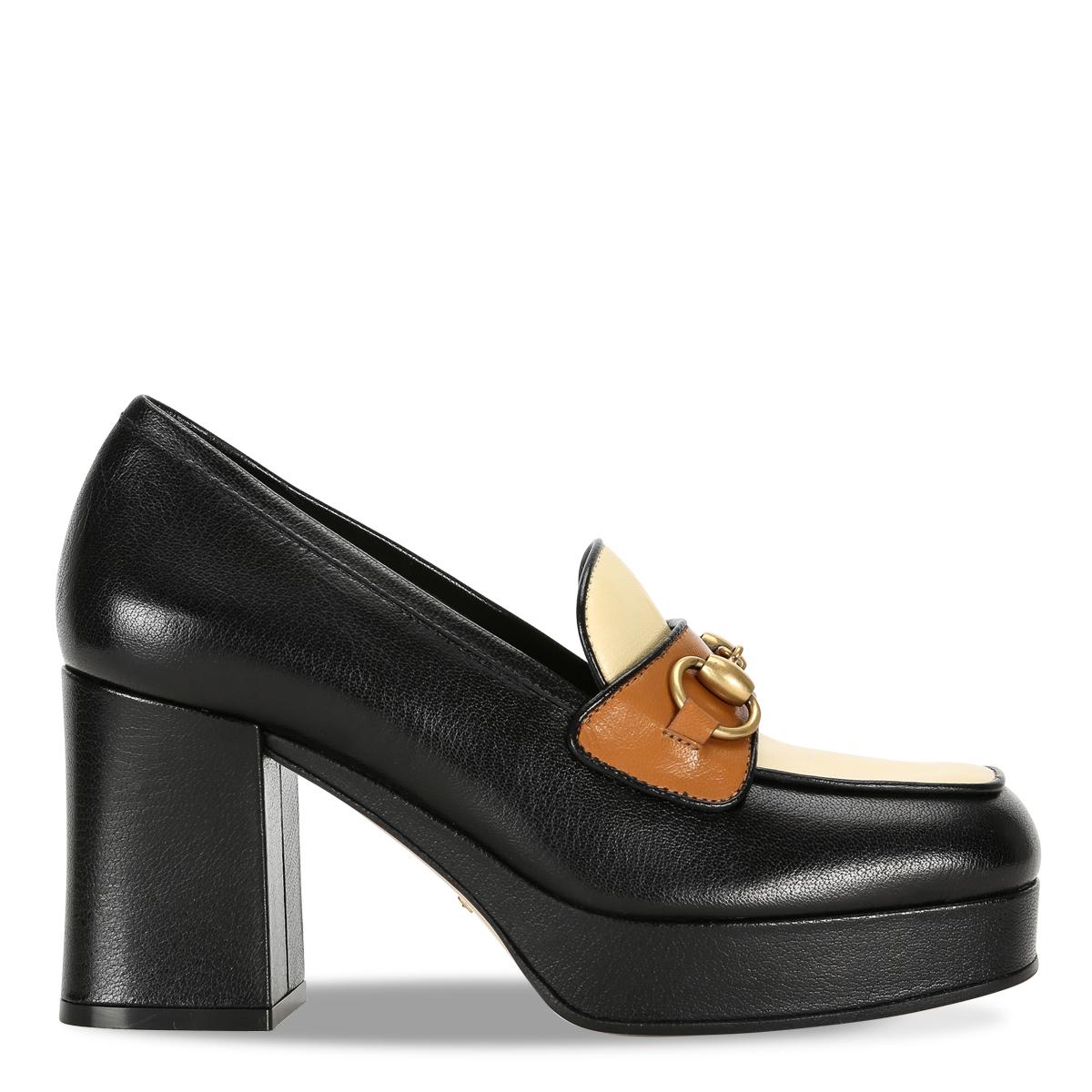 Gucci Leather Platform Loafer With Horsebit in Black | Lyst
