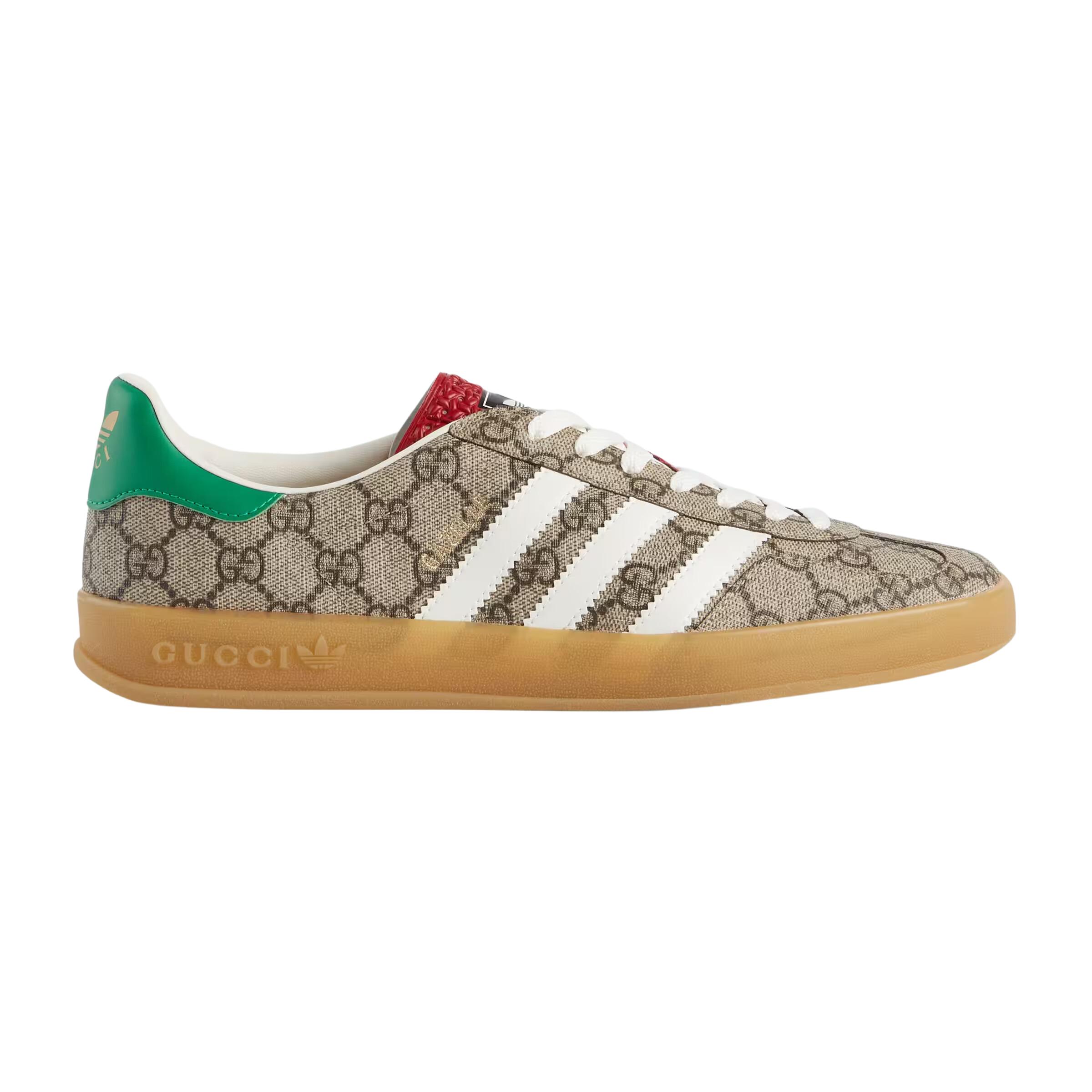 Adidas x Gucci Beige/Brown GG Canvas Gazelle Low Top Sneakers Size 44 Gucci