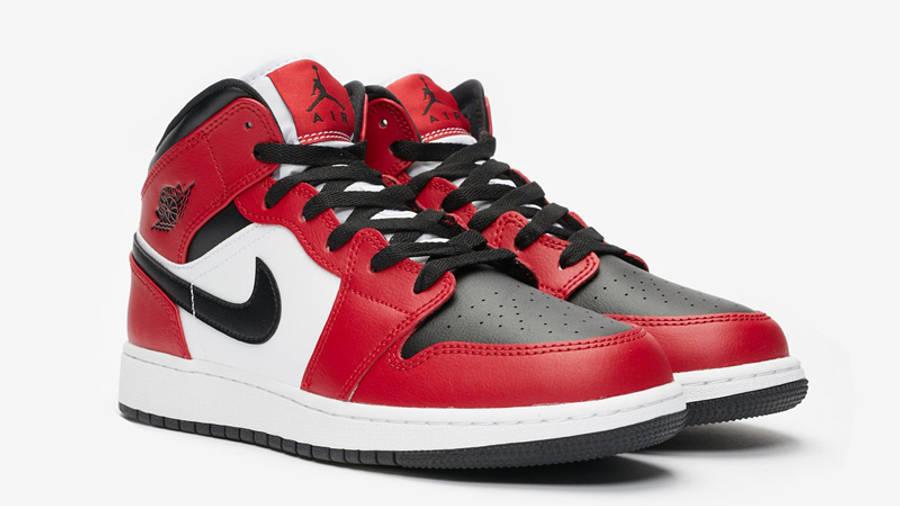 Nike Jordan 1 Mid Chicago Black Toe (gs) in Red | Lyst