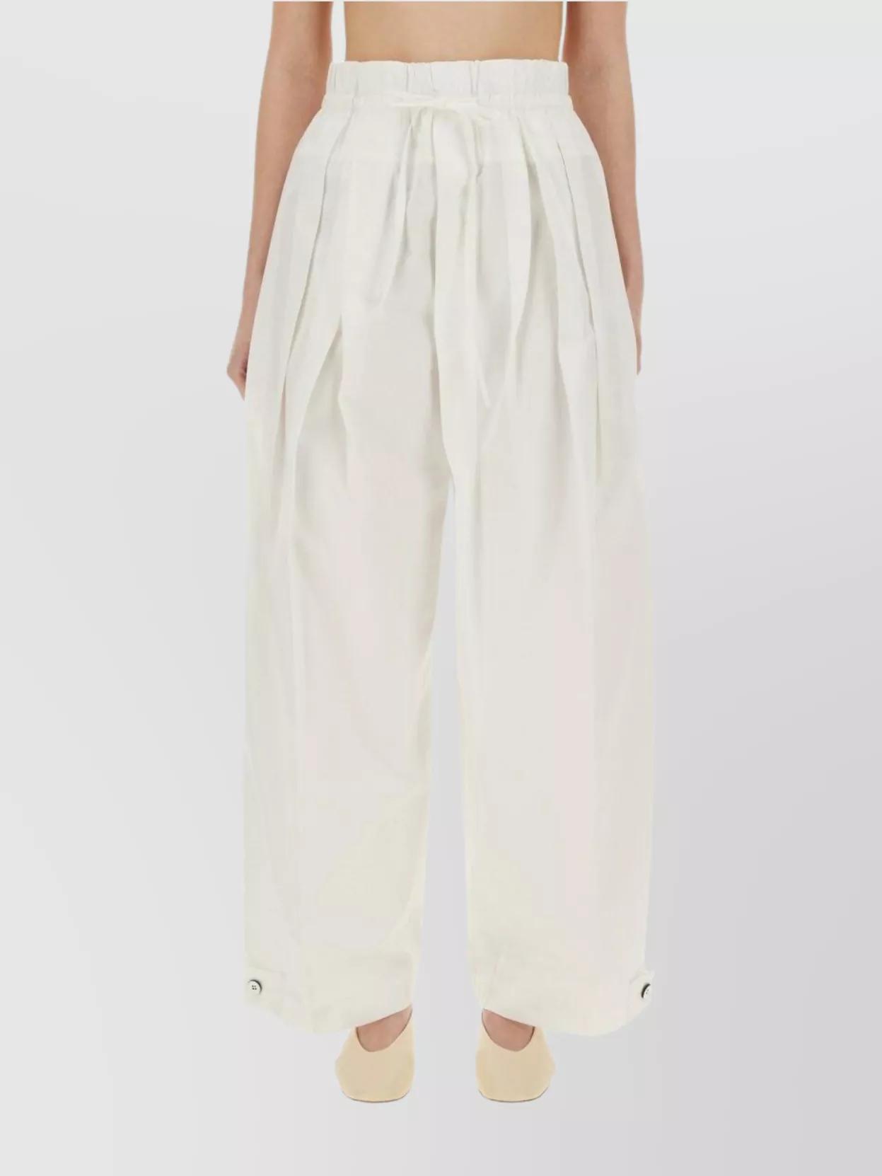 Jil Sander Wide Cotton Gabardine Trousers in White | Lyst