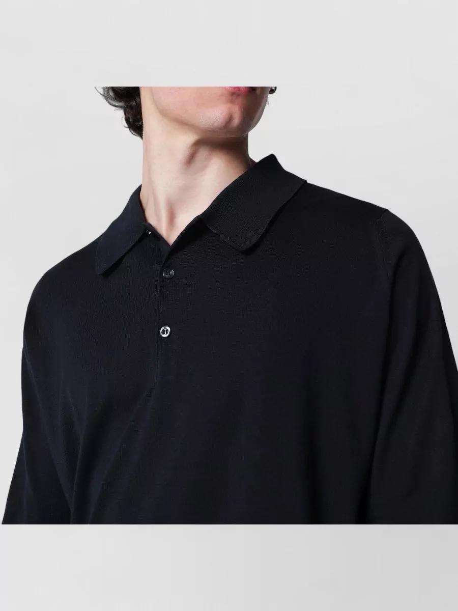 John Smedley Finchleyco Long Sleeve Polo Knit Shirt in Black for
