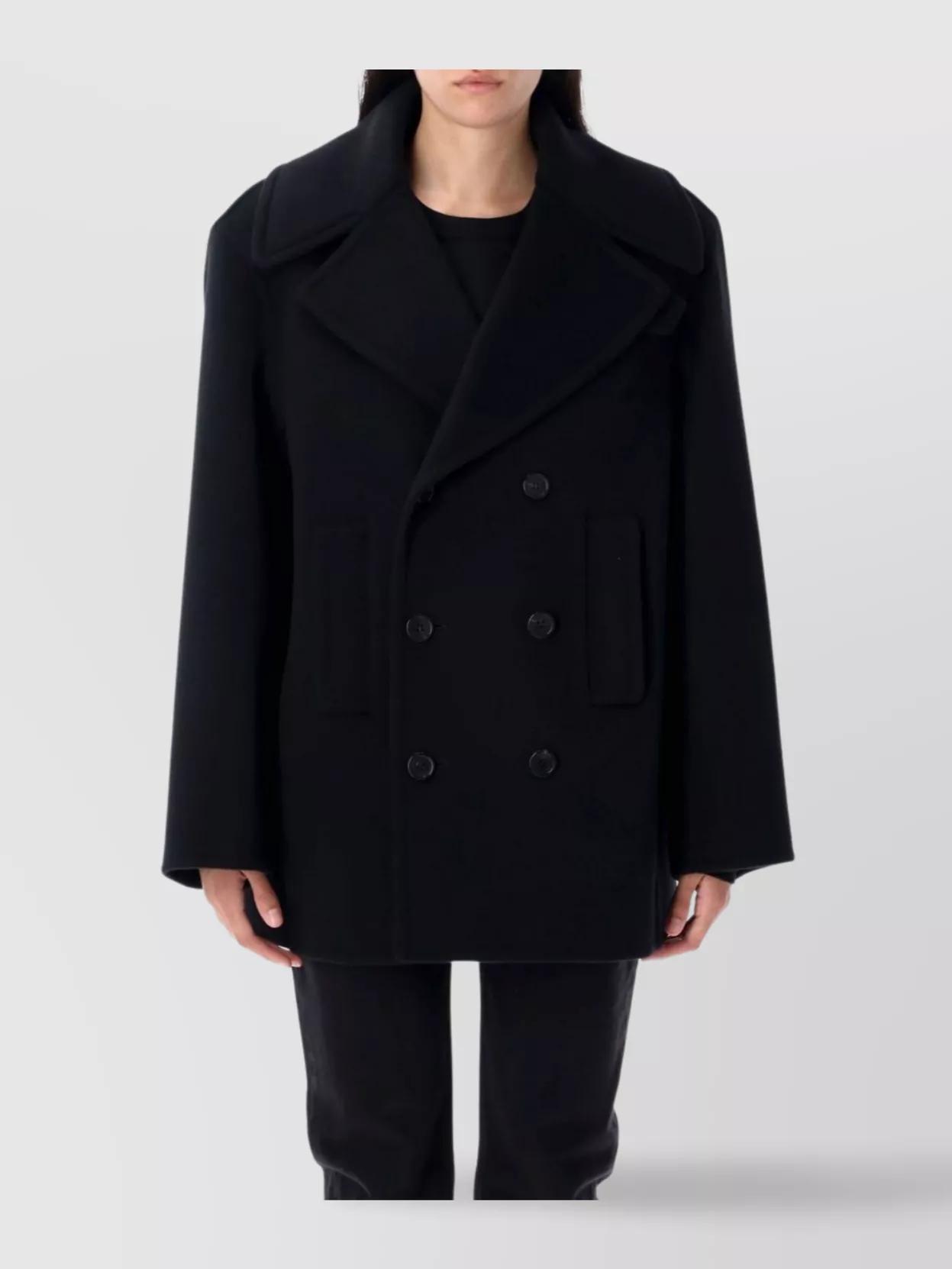 コート Saint Laurent FW24 MP11 SHORT PEACOAT (810508Y080W 1000) SAINT LAURENT - Oversize pea coat in wool | Leam Roma