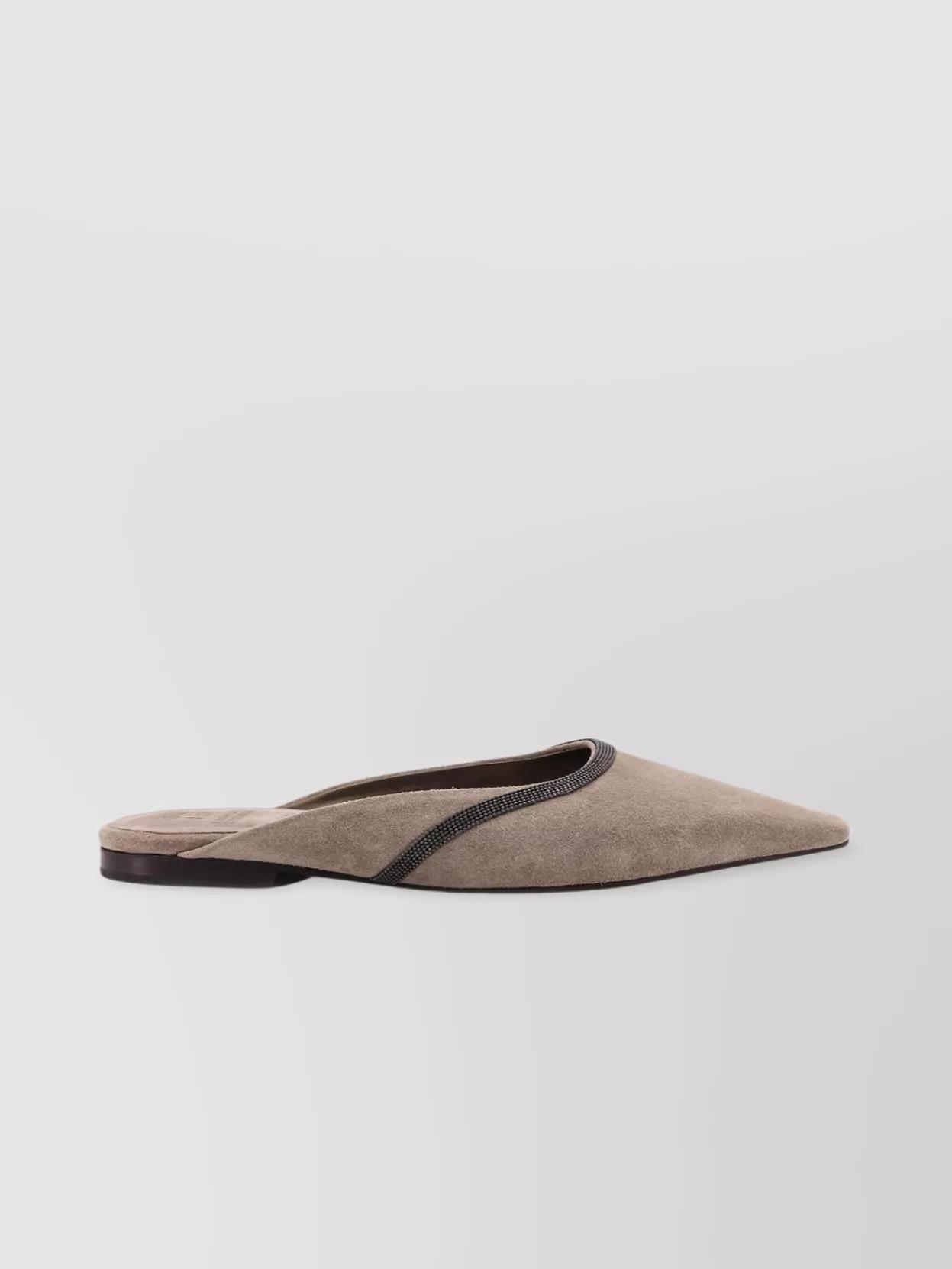 バレエシューズ BRUNELLO CUCINELLI Suede Ballerinas with Monili detail BRUNELLO CUCINELLI Suede Monili Ballerina Flats Chocolate