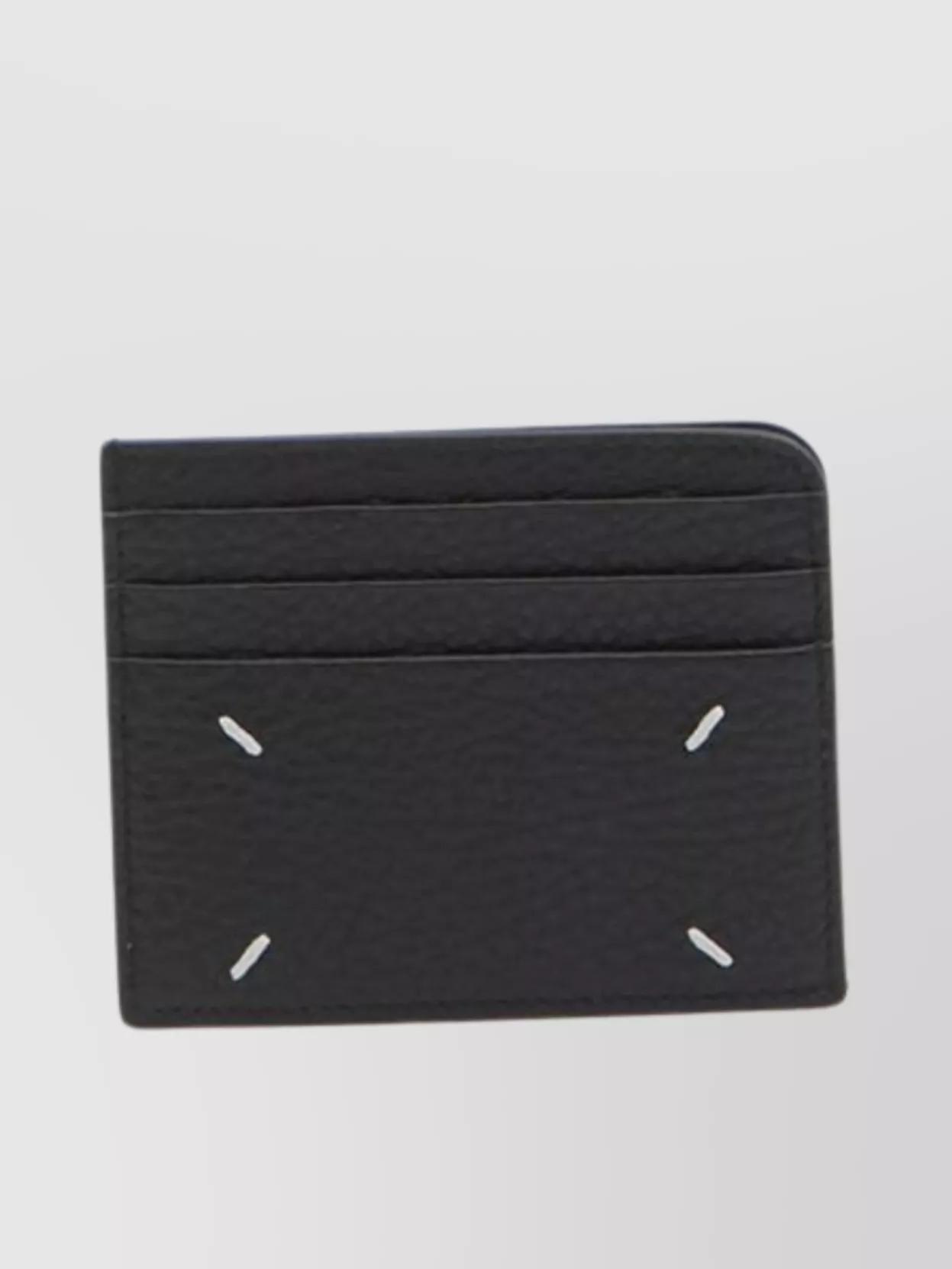 折りたたみ財布 Maison Margiela Maison Margiela Stitched Men's Card Wallet S Maison Margiela 4 Stitch Grain Leather Bifold Wallet