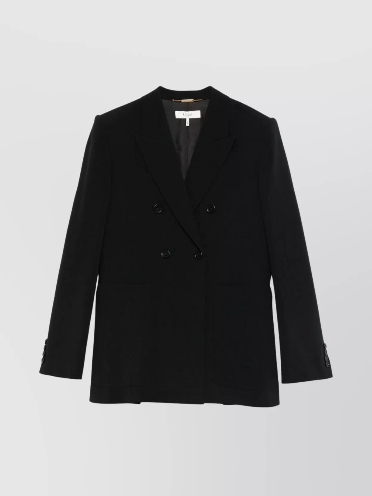 ボトムスその他 Chloe Double-Breasted Black Blazer With Classic Lapel Chloé double-breasted Blazer | Black | FARFETCH