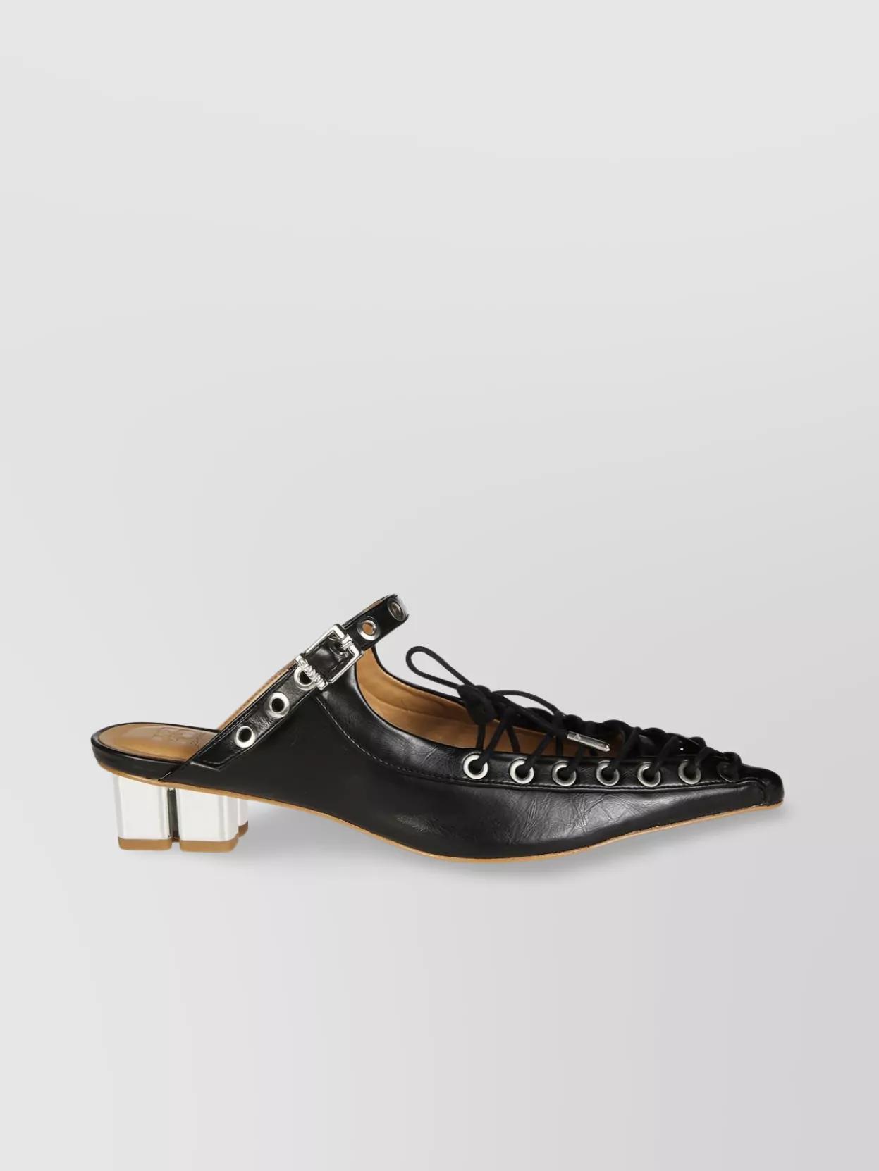 サンダル・ミュール Ganni FW25 MULE LACE-UP (S3009 099) Black Black Oleatex Lace-Up Mules | GANNI US