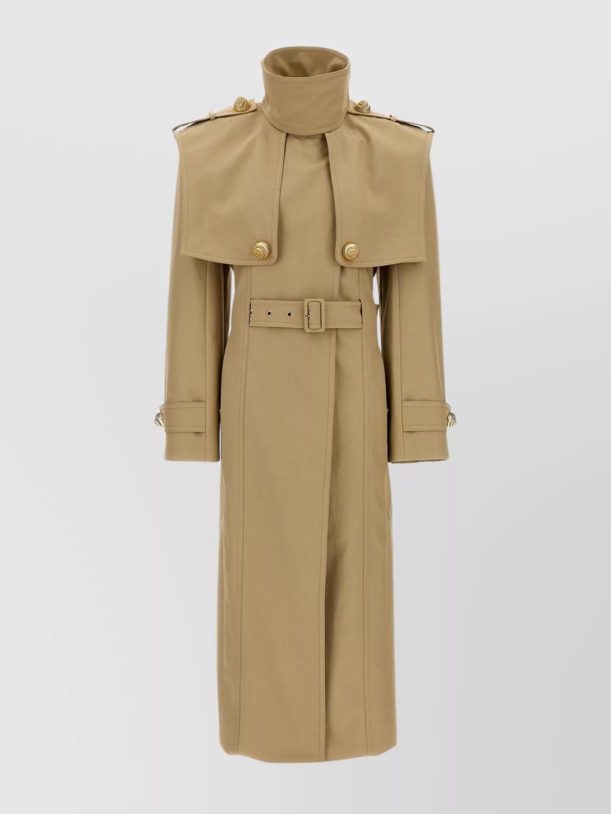 balmain-Brown-Trench-Coat-With