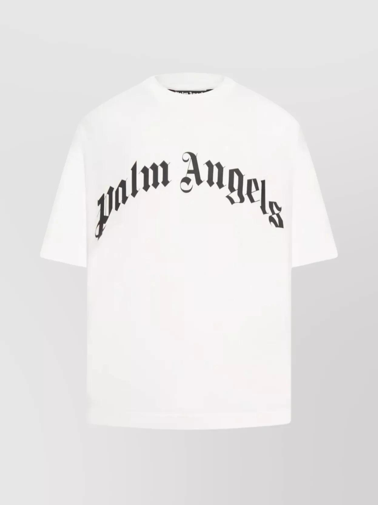 【Palm Angels】LOGO PRINT LINEN SHORT SLEEVE T SHIRT PALM ANGELS》 LOGO PRINT LINEN SHORT SLEEVE T SHIRT (Palm