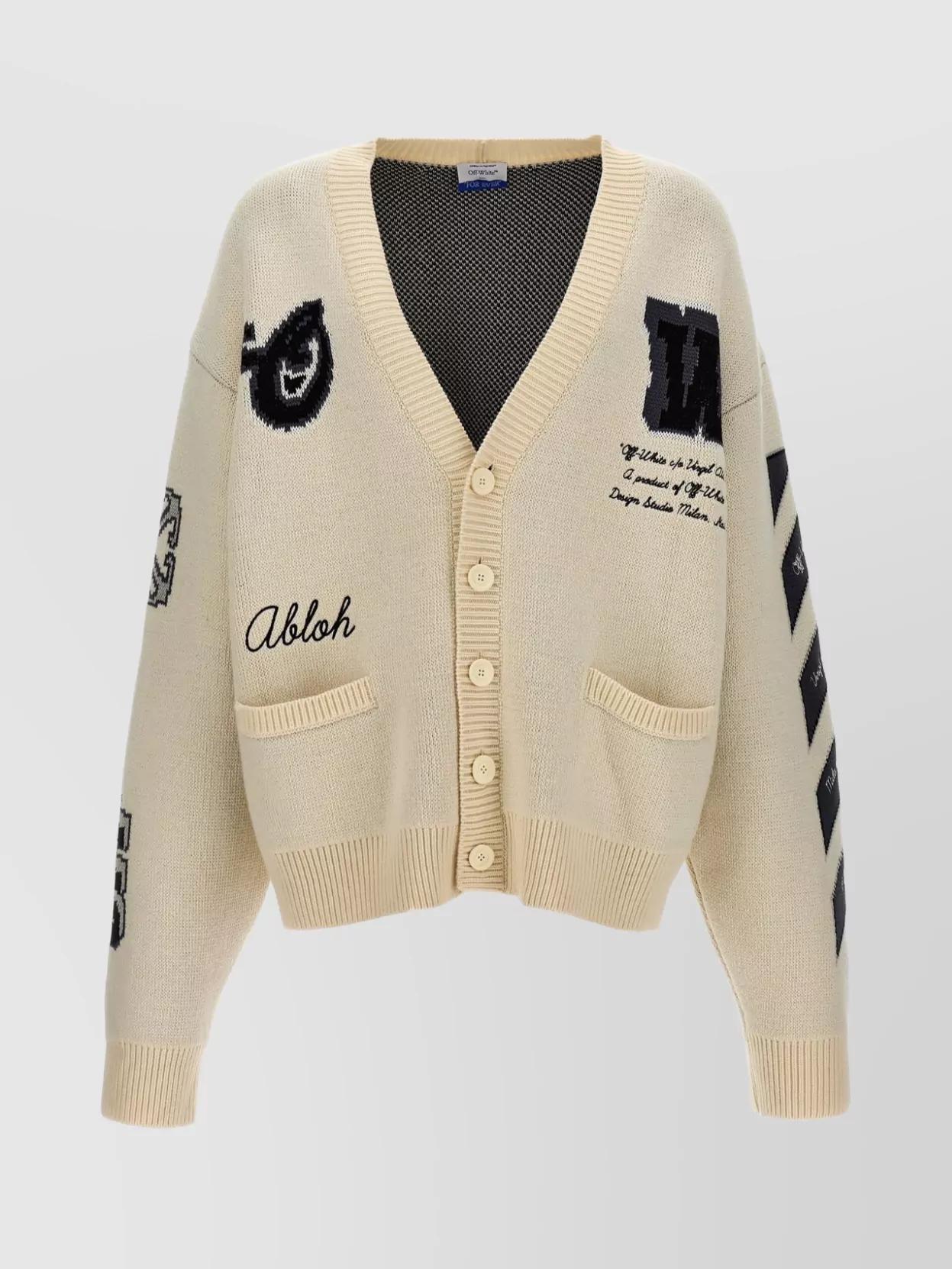 【OFF-WHITE】MOON VARS KNIT CARDIGAN Off-White™ - Moon Varsity Knit Cardigan | HBX - Globally