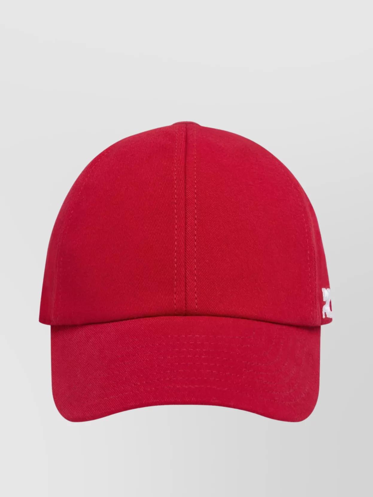 Courreges Cotton Cap With Curved Peak And Six-Panel Design
