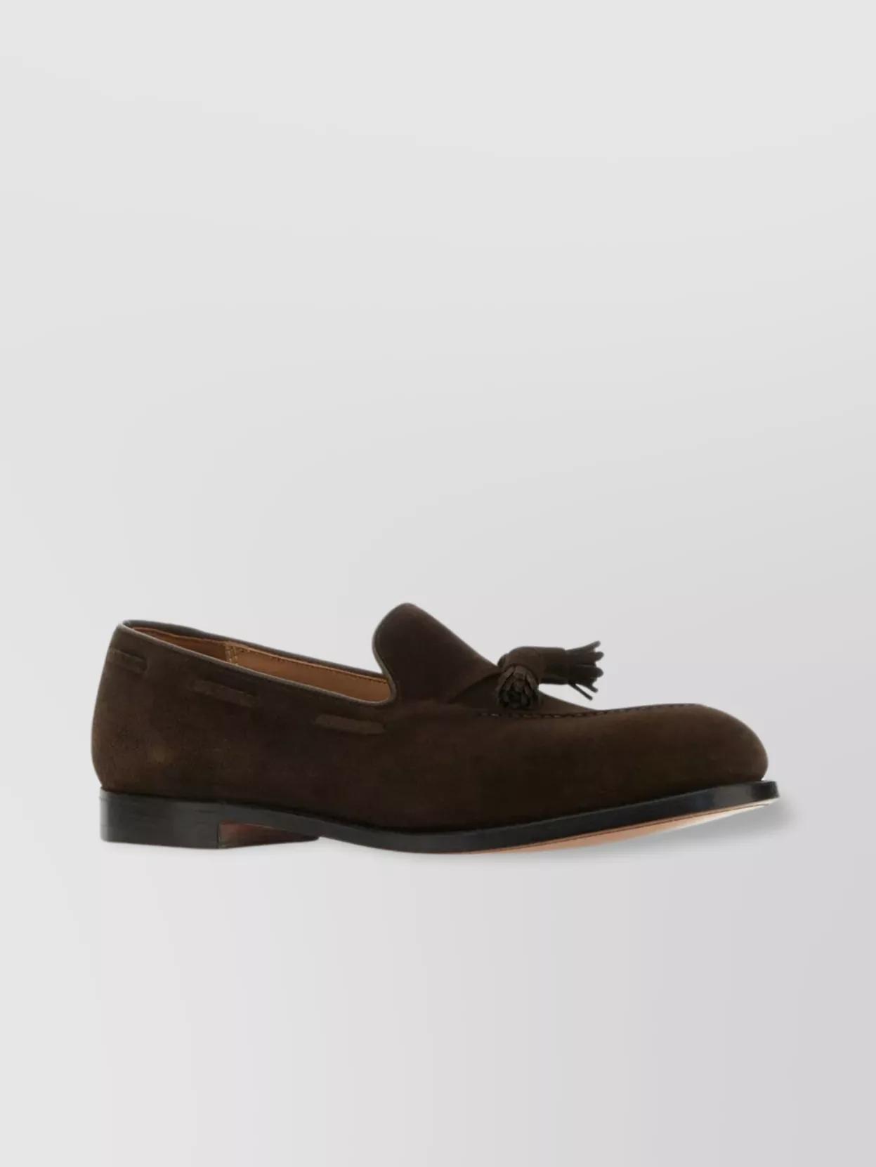 Crockett & Jones Suede Tassel Loafers With Round Almond Toe 