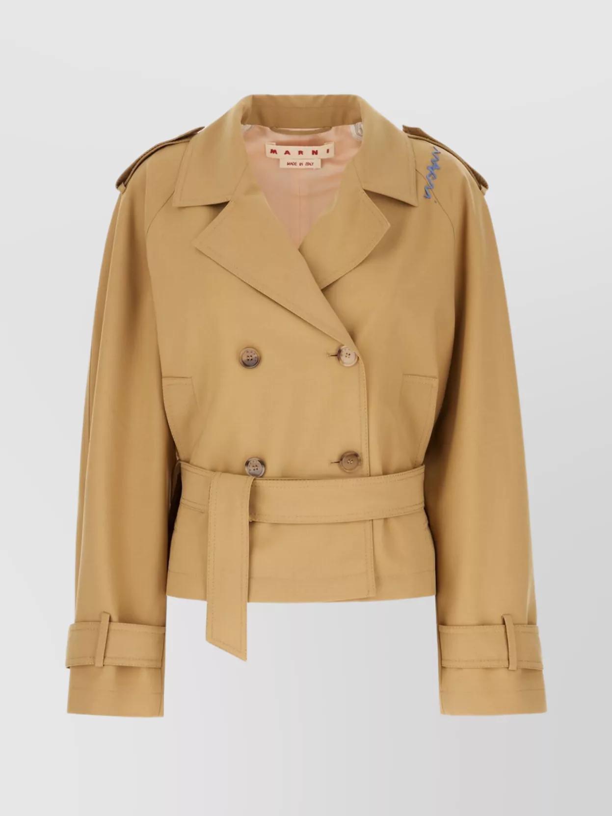 【MARNI】COTTON TRENCH Short black cotton trench with Marni Symbol | Marni