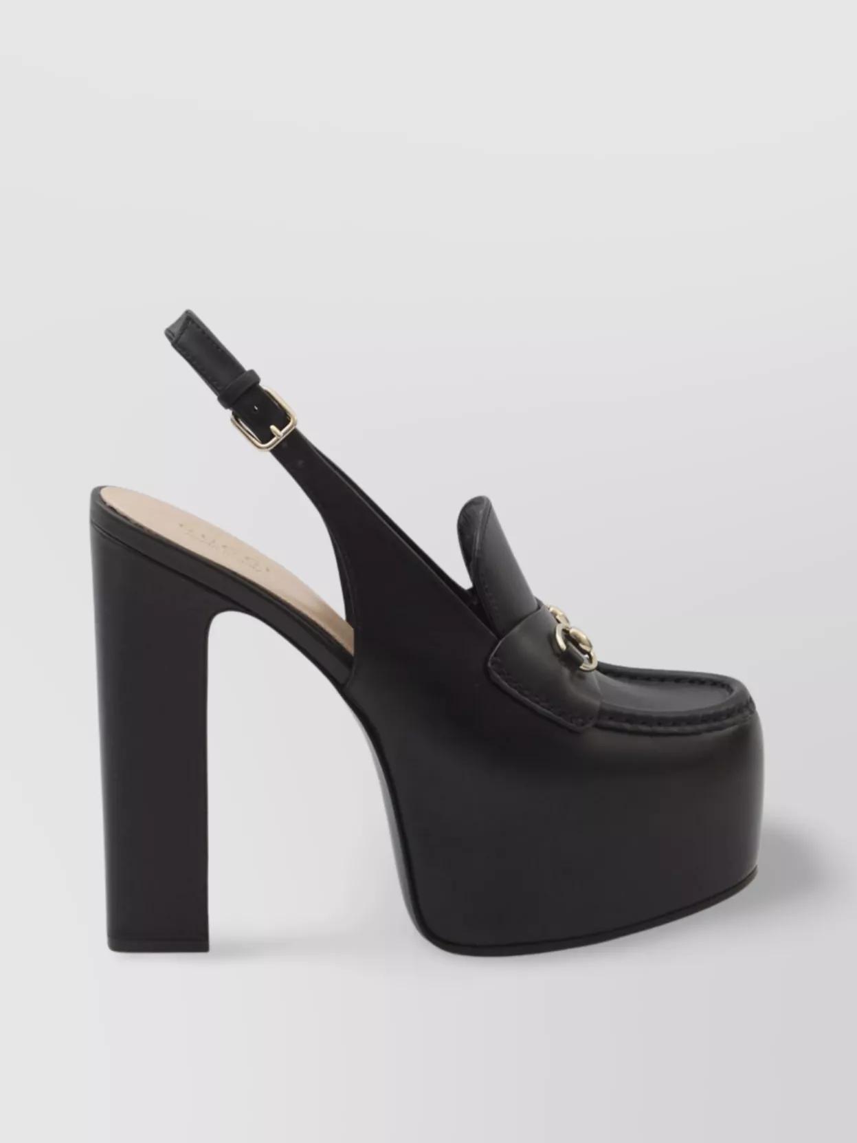 シューズ・サンダルその他 GUCCI Black loafer slingback with platform Women's Horsebit platform loafer slingback in black GG
