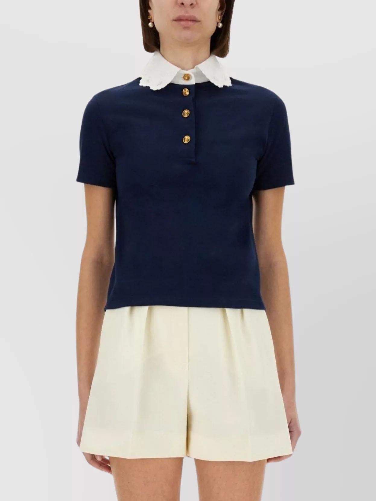 Tシャツ・カットソー VALENTINO Dark blue cotton polo shirt (7B3KC65F9EQ 671) Rockstud cotton jersey T-shirt in black - Valentino | Mytheresa