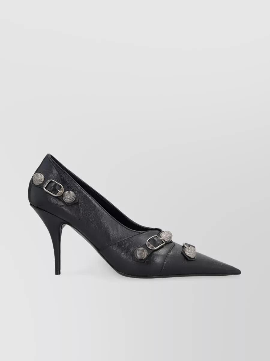 Balenciaga Women Black Leather Cagole Pumps