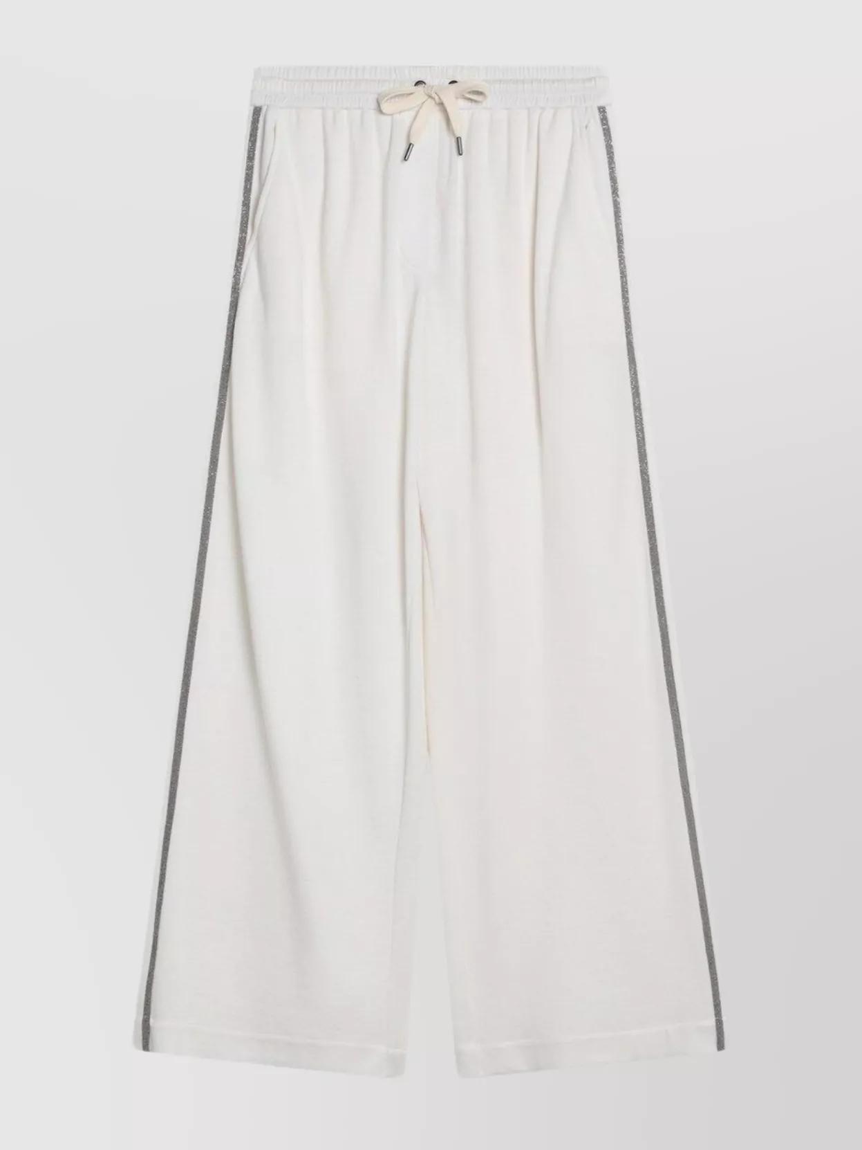 パンツ Brunello Cucinelli Wide White Trousers In Cotton And Silk Brunello Cucinelli Wide white trousers in cotton and silk
