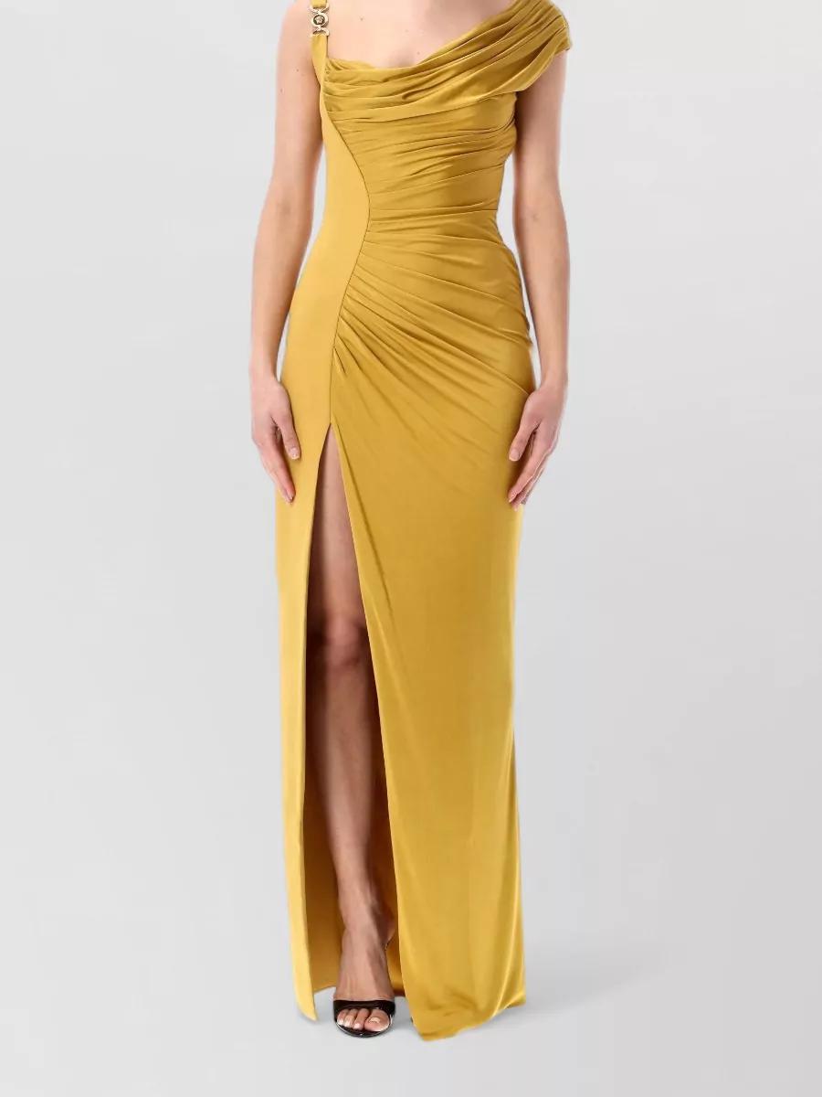 slim fit dress slacks Versace Leather Lace-Embellished Evening Gown main image 0