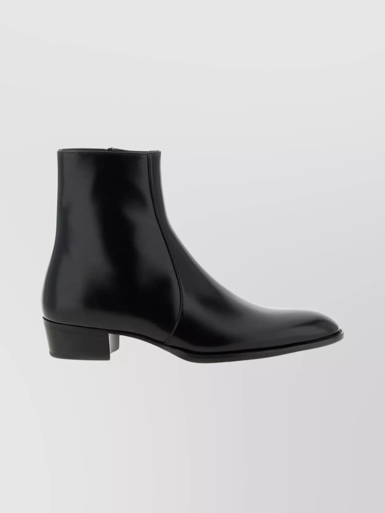 Saint Laurent Ankle Boots With Block Heel And Pointed Toe in Black
