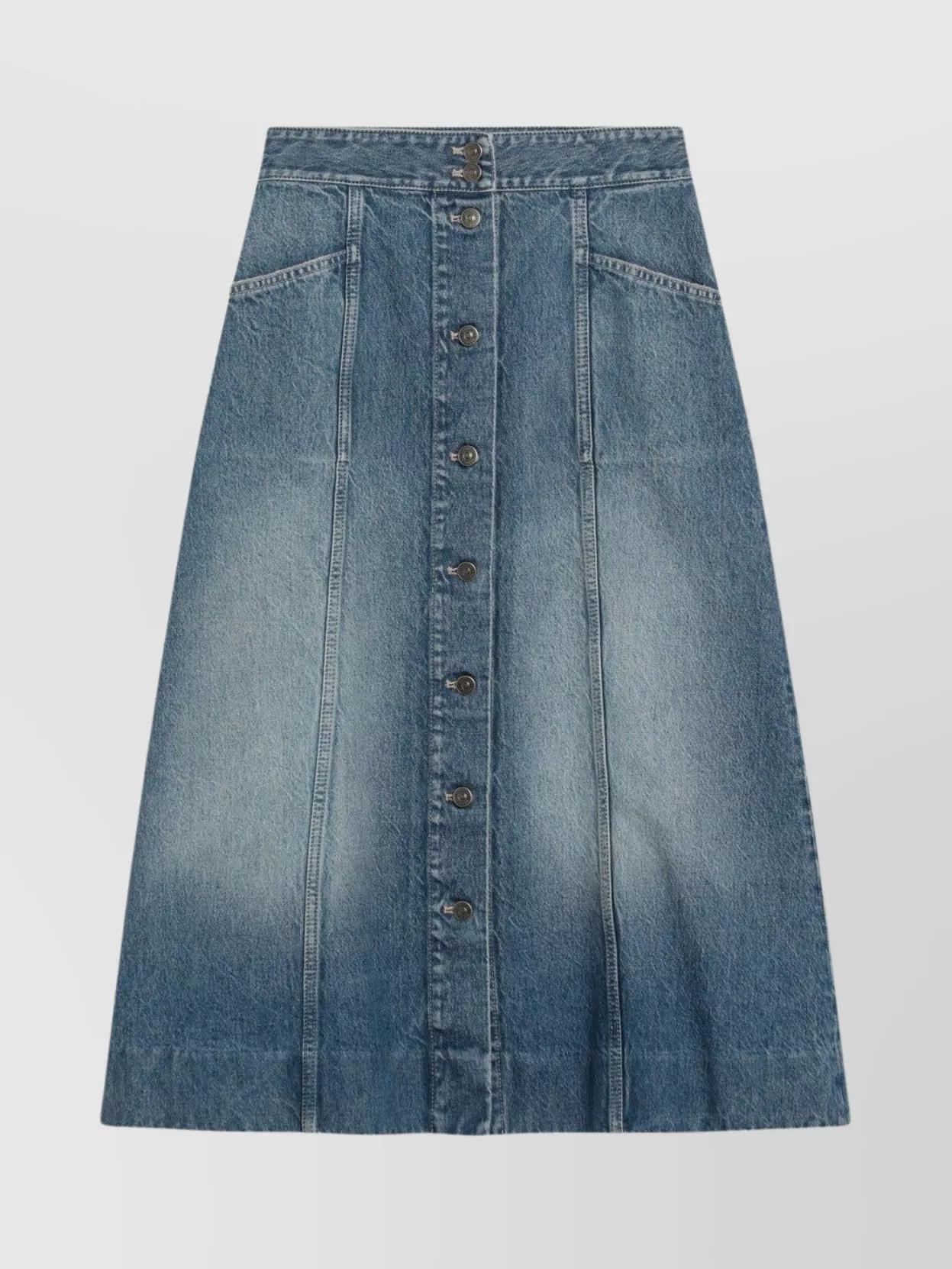 ミニスカート VALENTINO FW25 Valentino Skirts (7B3DD20L 9KH558) Valentino Garavani Blue Ruffled Hem Denim Mini Skirt