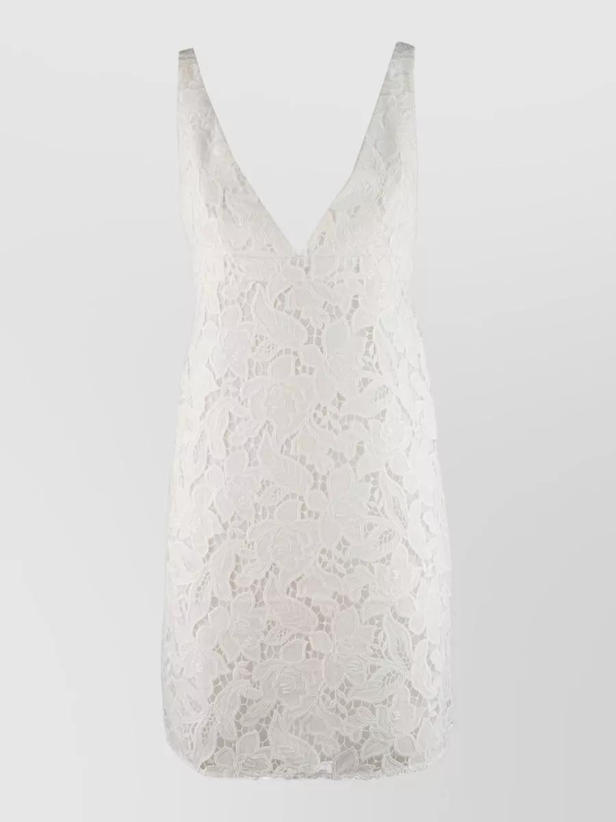 sachin and babi light blue dress Michael Kors Palm Lace Blouson Sleeve Dress In White