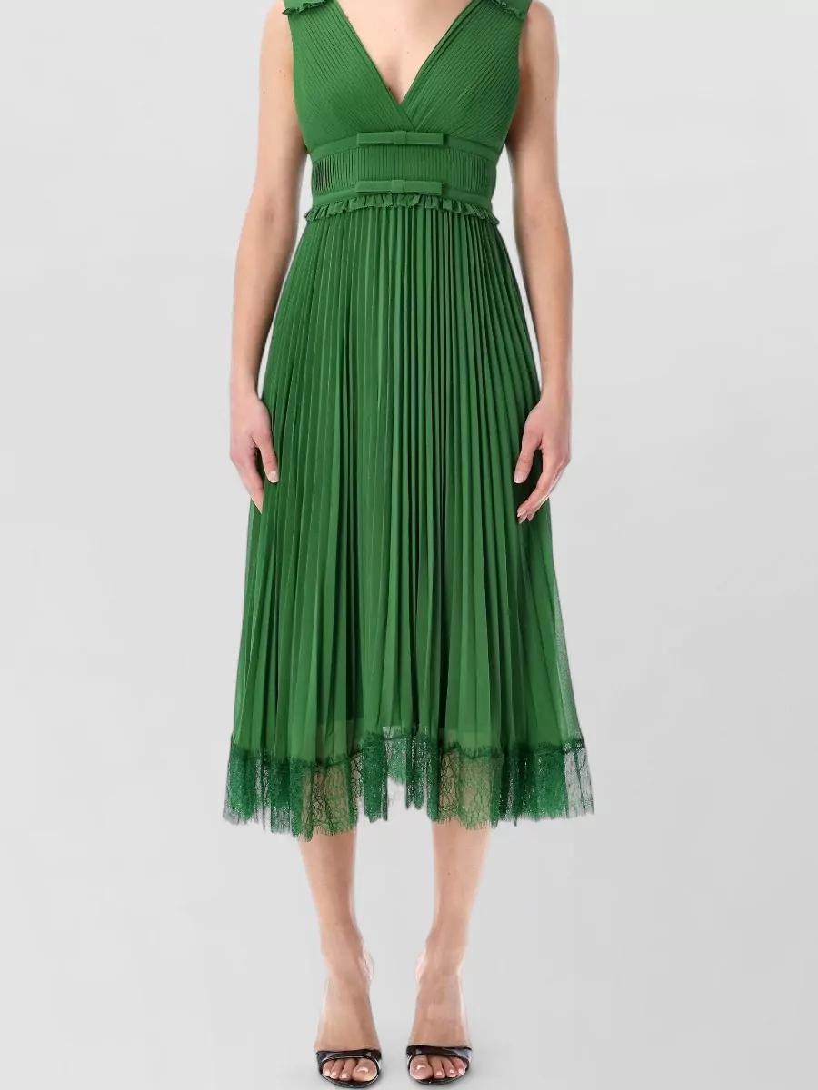 self portrait bright green chiffon cut out midi dress RENT Self Portrait Deep Green Chiffon Midi Dress (RRP 330)