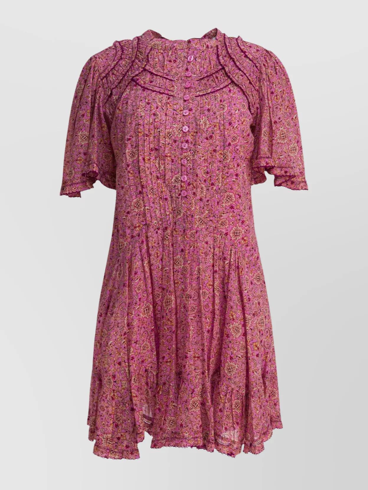 【関税込み】Isabel Marant パープル Gram ミニワンピース Purple One-shoulder frayed printed gauze mini dress | ISABEL