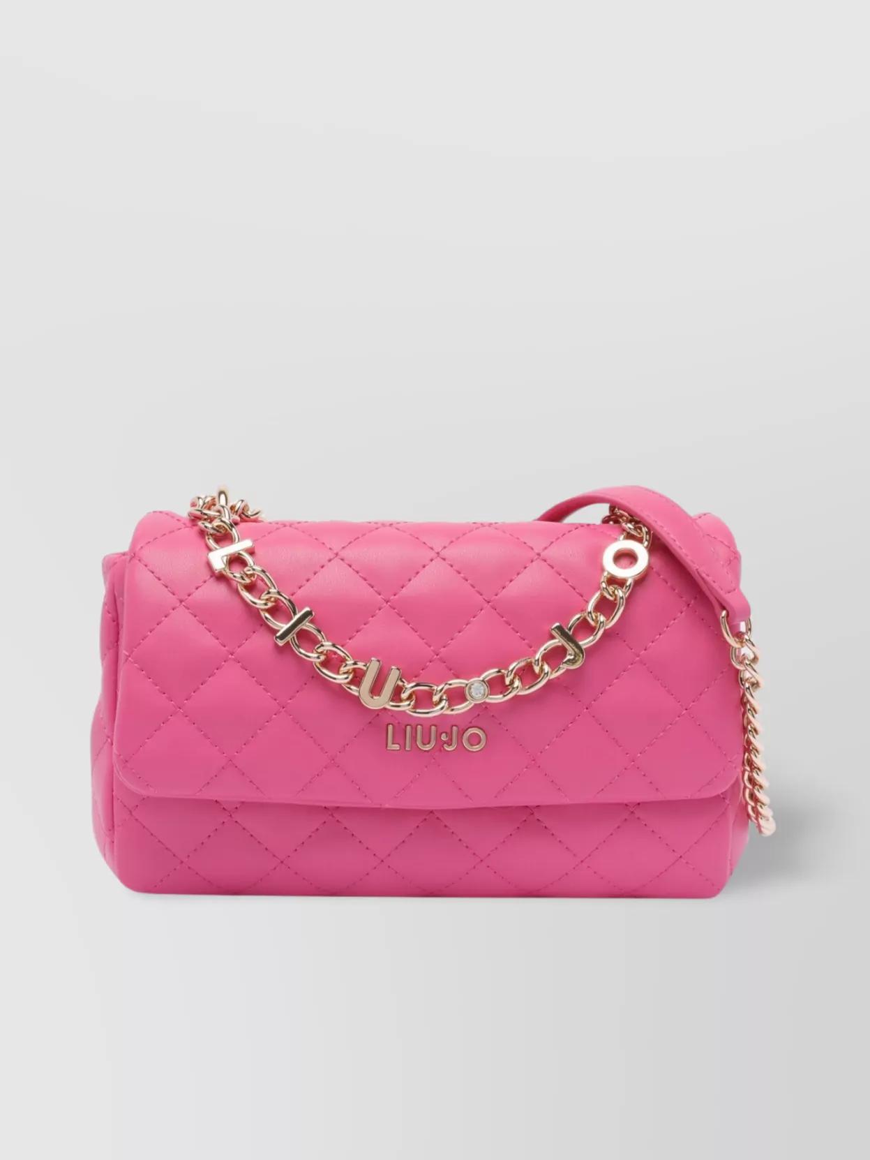 Liu Jo Quilted Chain Strap Logo Crossbody Bag in Pink | Lyst