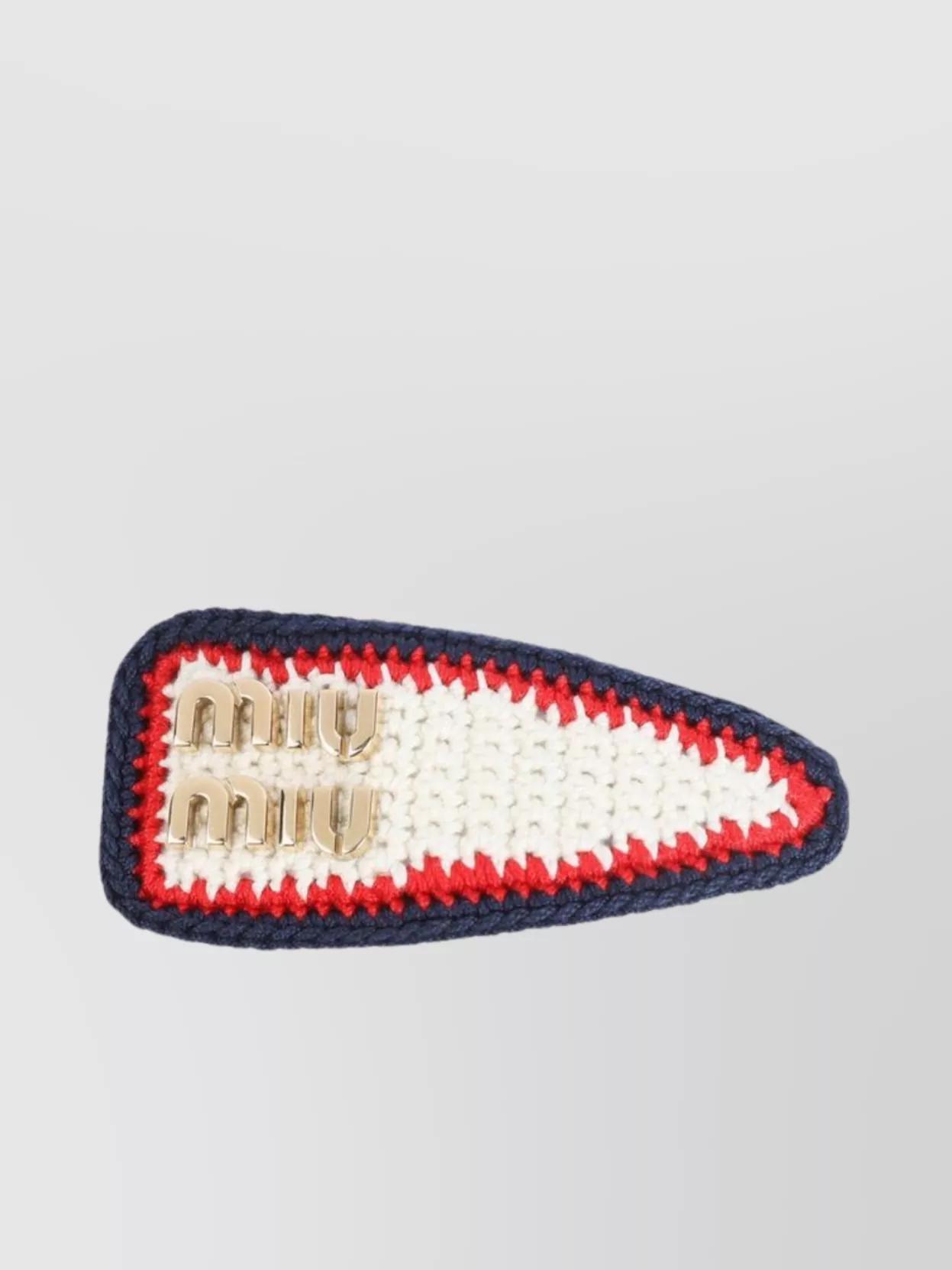 ヘアアクセサリー MIU MIU CROCHET HAIR CLIP Logo crochet hair clip in white - Miu Miu | Mytheresa