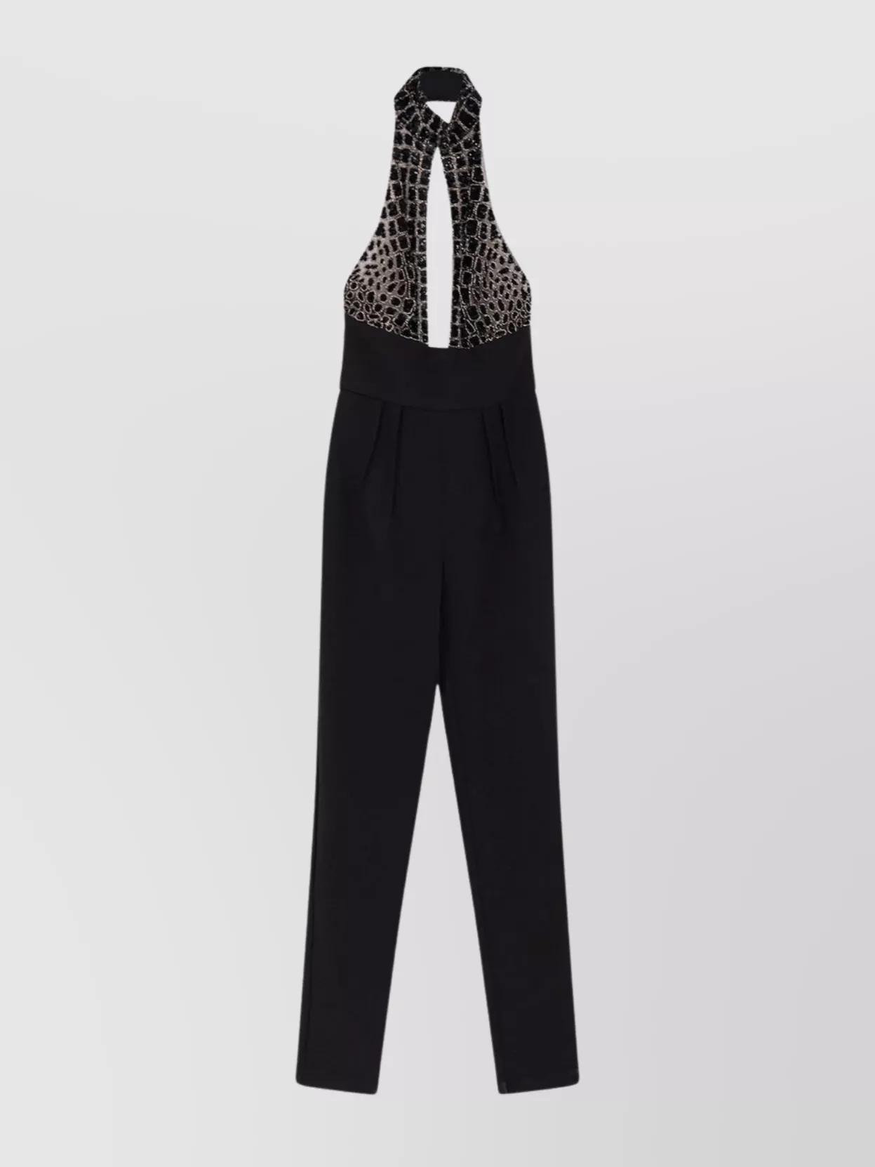 ワンピース Elisabetta Franchi Tailored Jumpsuit With Decorative Buttons Elisabetta Franchi Woman Long Jumpsuit with Diamonds and